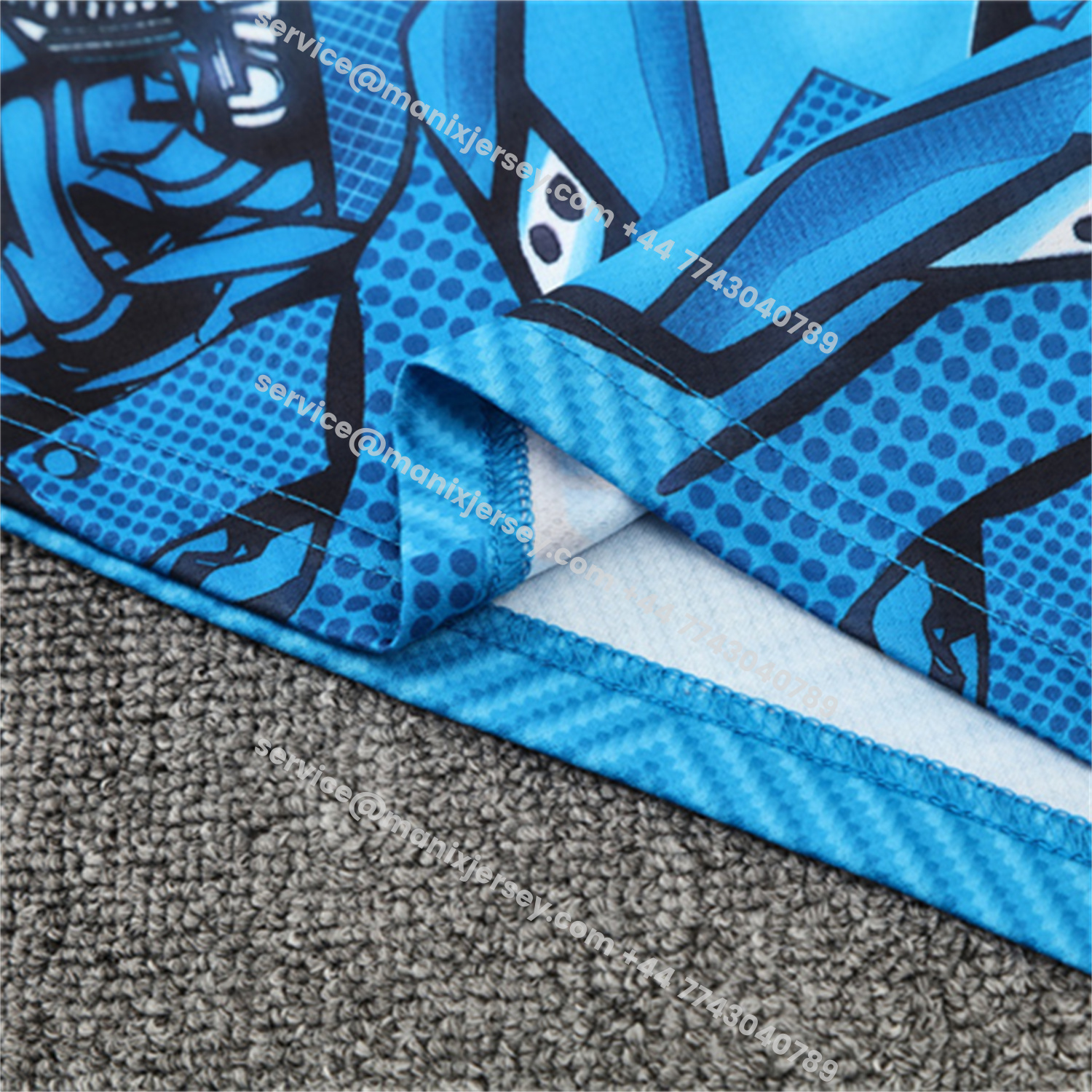 ManixJersey.com | Napoli 25-26 Kids Short-Sleeve Training Set - Blue Mecha Top & Black Shorts -Customize Name, Number and Patch | Worldwide Shipping