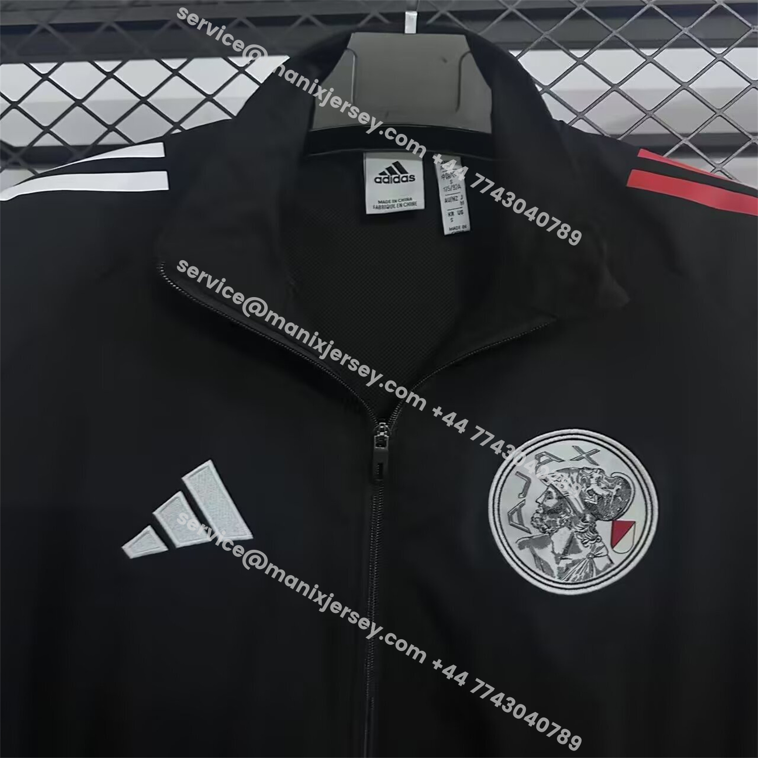 ManixJersey.com | Ajax 25-26 Training Windbreaker Jacket - Black -Customize Name, Number and Patch | Worldwide Shipping