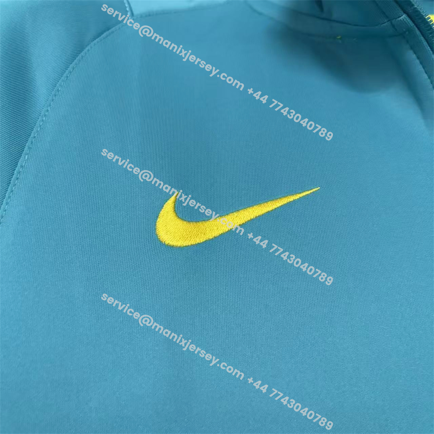 ManixJersey.com | Retro Brazil 2022 Pre-Match Cyan Unsponsored Windbreaker -Customize Name, Number and Patch | Worldwide Shipping