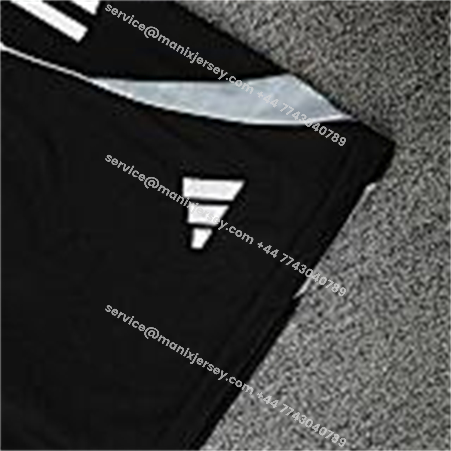 ManixJersey.com | INT M.A.M 25-26 Short-Sleeve Training Set - Light Grey Stripes Black Top & Black Shorts -Customize Name, Number and Patch | Worldwide Shipping
