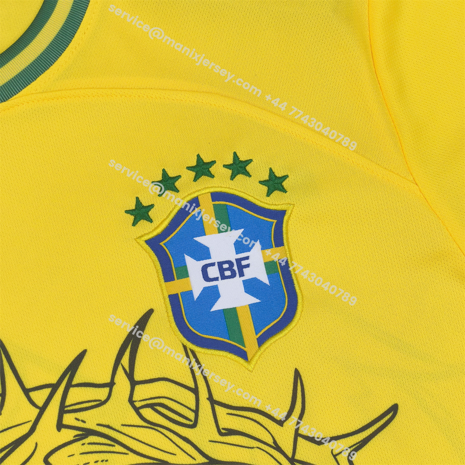 ManixJersey.com | Brazil 25-26 Jesus And Angel Cross Yellow Jersey - Fans Version -Customize Name, Number and Patch | Worldwide Shipping