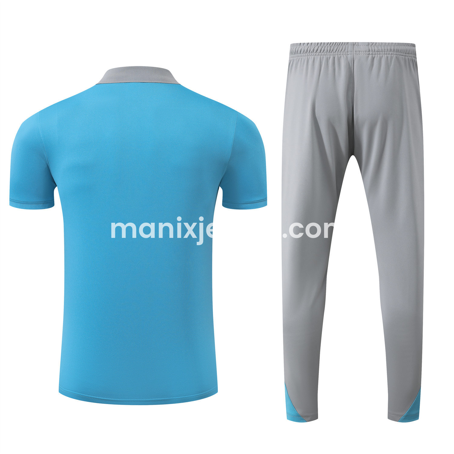 ManixJersey.com | Atletico Madrid 25-26 POLO Short-Sleeve Training Set - Blue Top and Grey Pants -Customize Name, Number and Patch | Worldwide Shipping