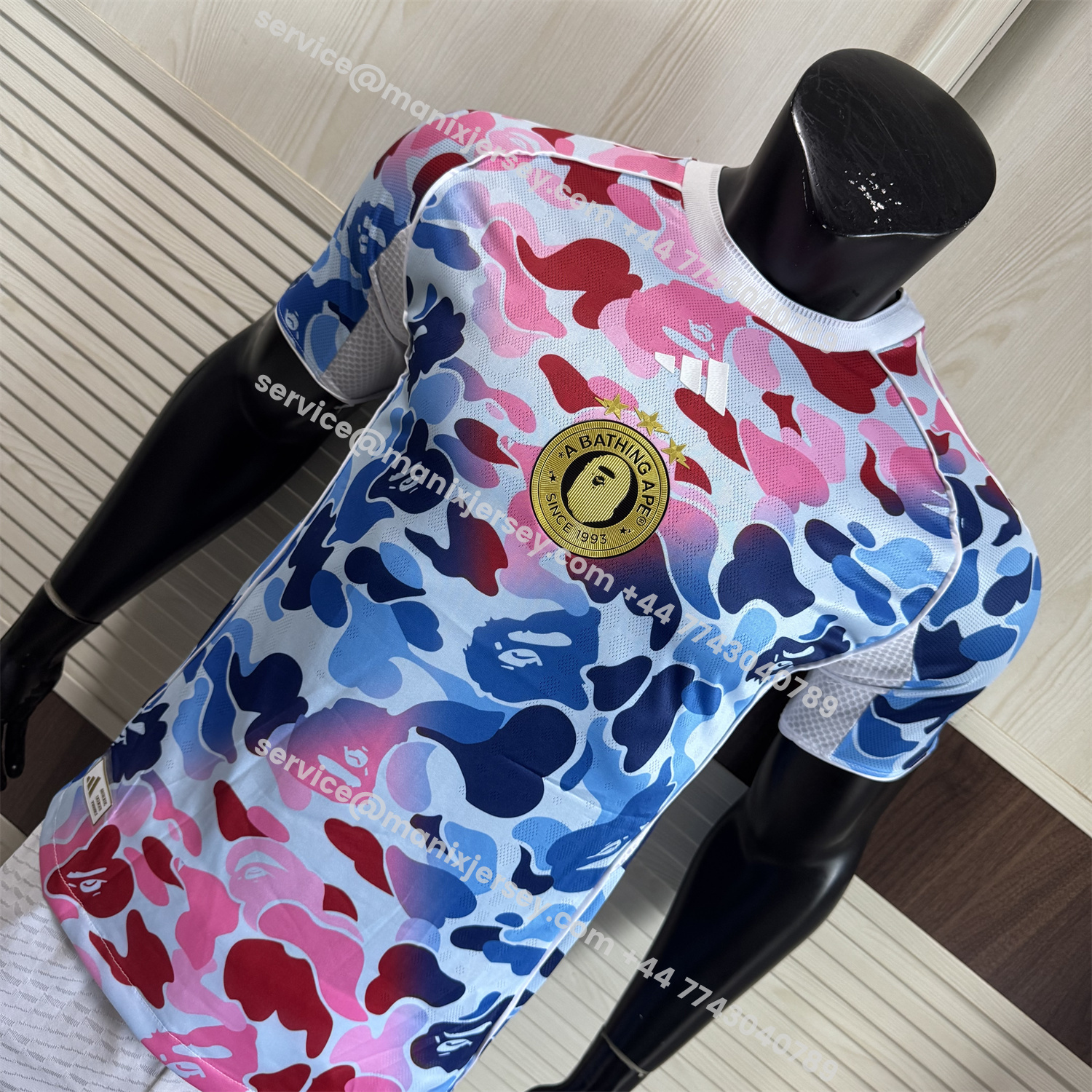 ManixJersey.com | Adidas x A Bathing Ape Pink And Blue Camouflage Special Jersey - Player Version -Customize Name, Number and Patch | Worldwide Shipping