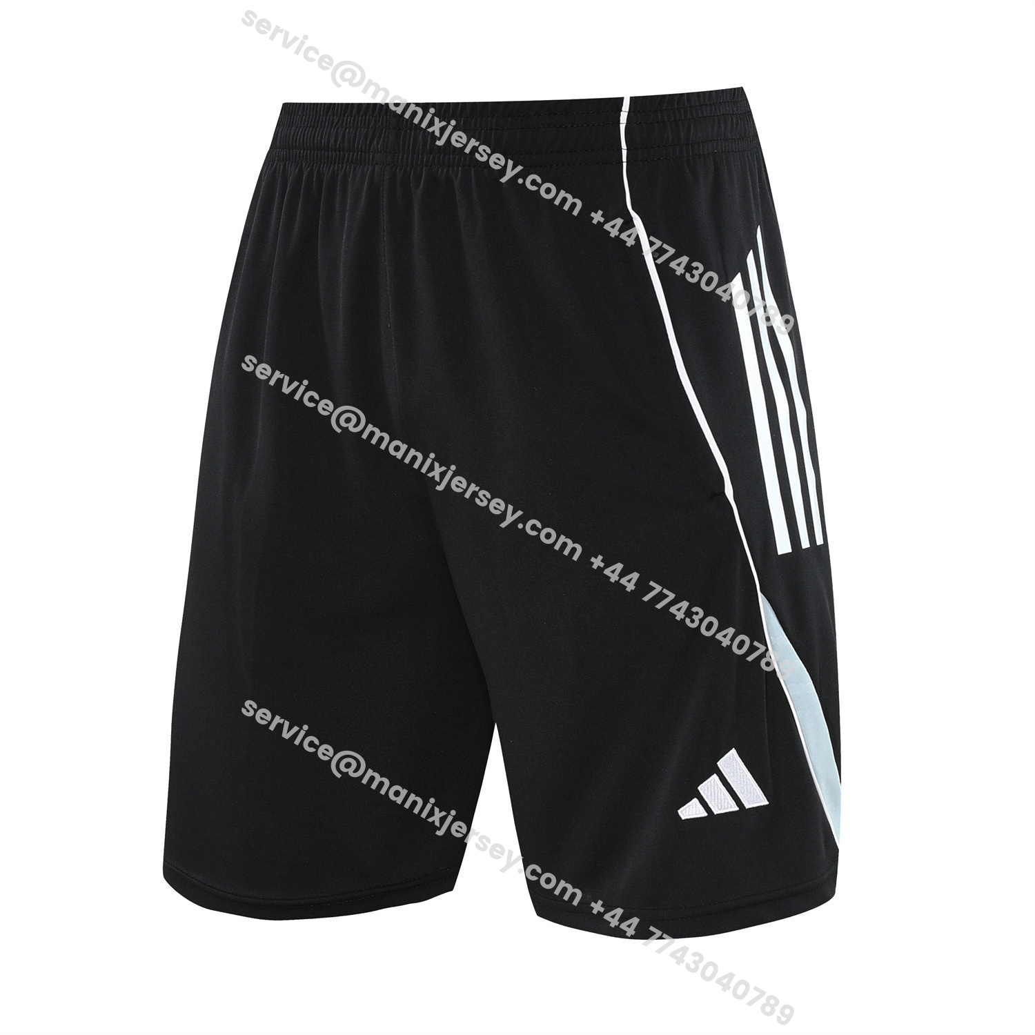 ManixJersey.com | INT M.A.M 25-26 Short-Sleeve Training Set - Light Grey Stripes Black Top & Black Shorts -Customize Name, Number and Patch | Worldwide Shipping