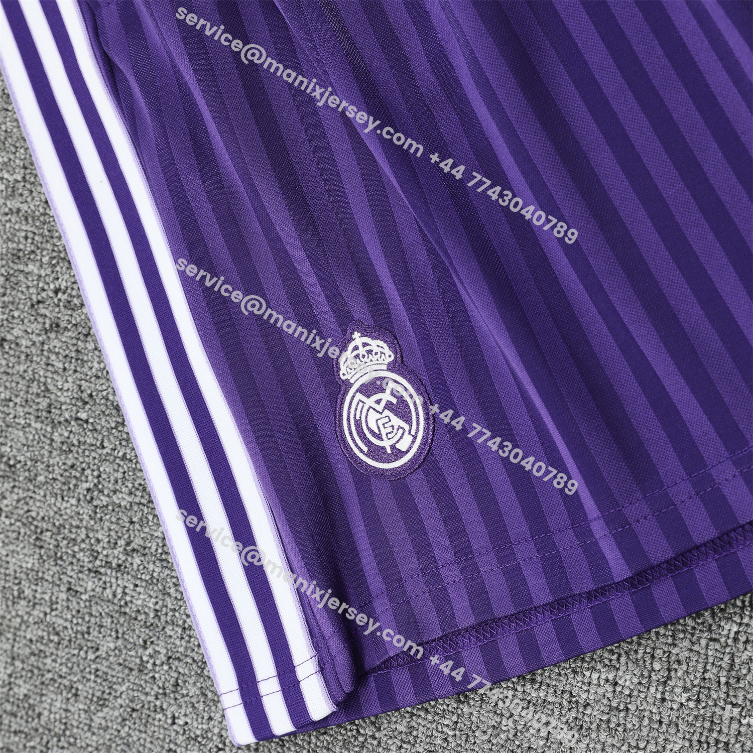 ManixJersey.com | Real Madrid 25-26 Short-Sleeve Training Set - Purple And White Top & Purple Shorts -Customize Name, Number and Patch | Worldwide Shipping