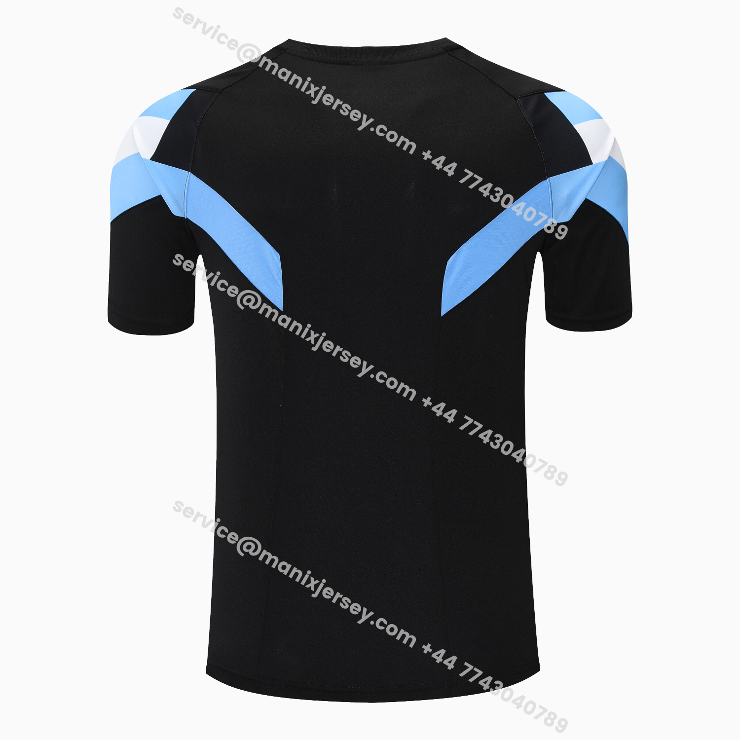 ManixJersey.com | Argentina 25-26 Short-Sleeve Training Set - Blue Stripes Black Top & Black Shorts -Customize Name, Number and Patch | Worldwide Shipping