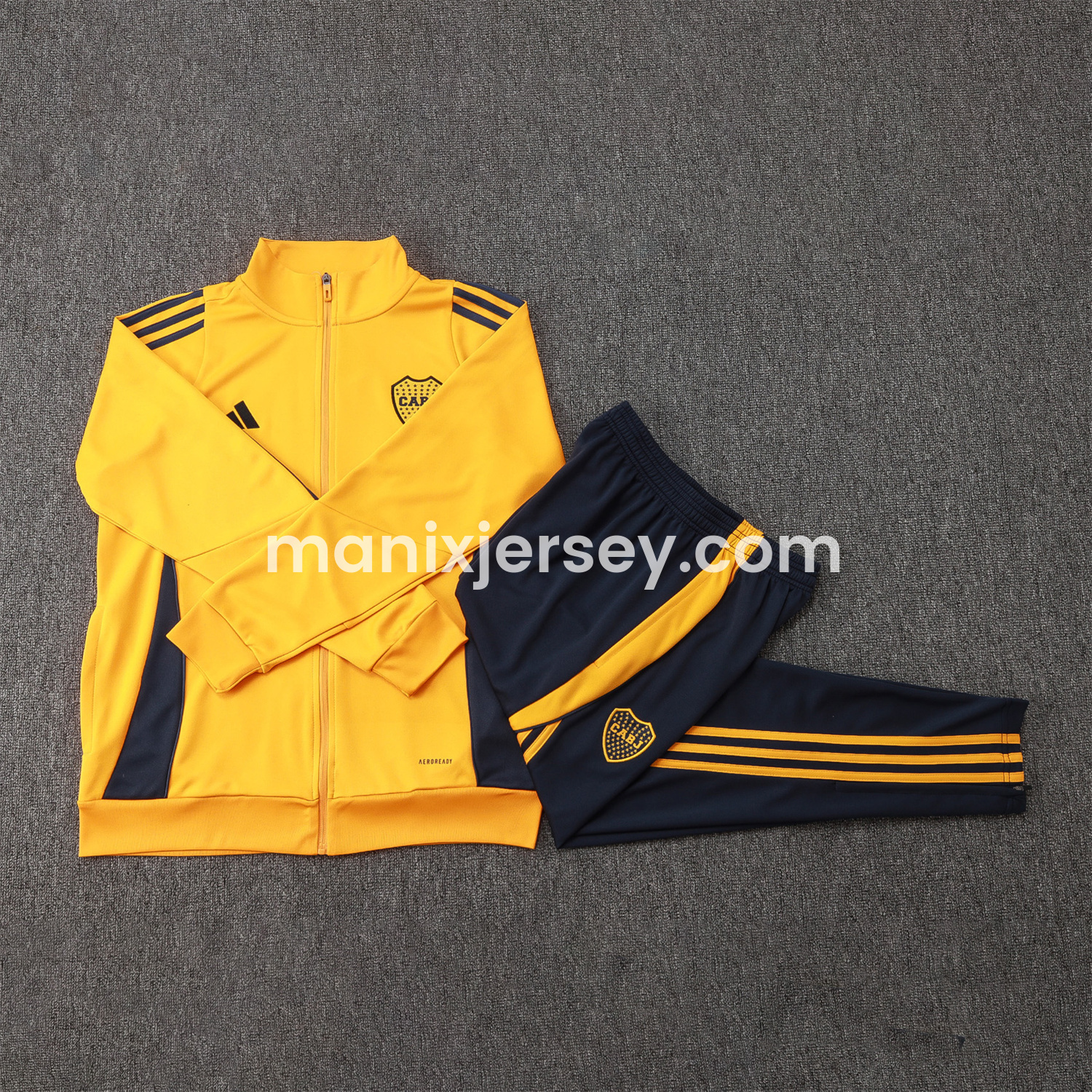 ManixJersey.com | Boca Juniors 24-25 Jacket Training Tracksuit - Yellow Top and Pants -Customize Name, Number and Patch | Worldwide Shipping