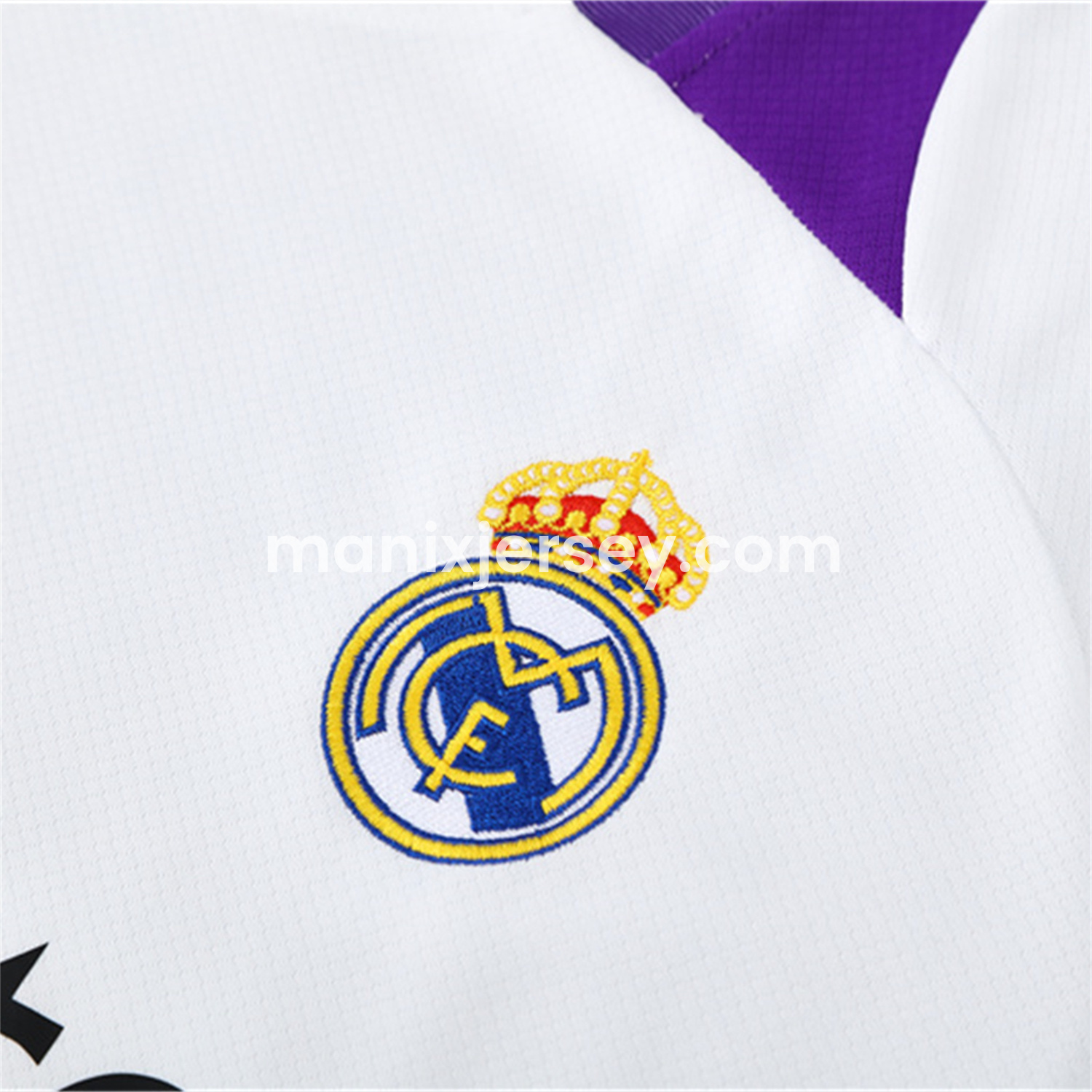 ManixJersey.com | Real Madrid 24-25 Short-Sleeve Kids Training Set - White with Purple -Customize Name, Number and Patch | Worldwide Shipping