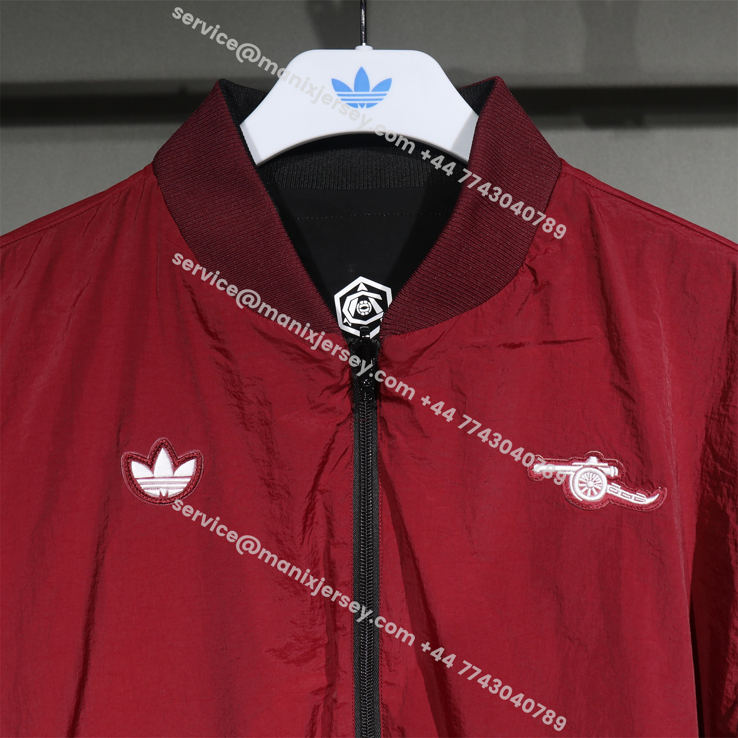 ManixJersey.com | Arsenal 25-26 Double Sided Reversible Windbreaker - Black & Red -Customize Name, Number and Patch | Worldwide Shipping