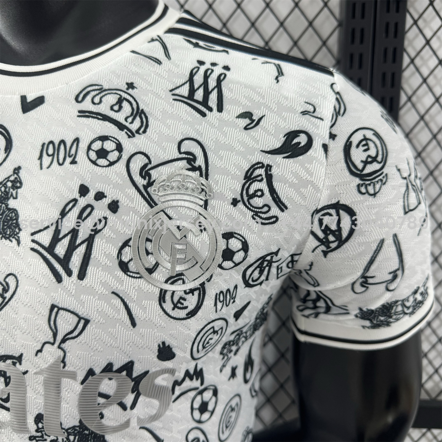 ManixJersey.com | Real Madrid 25-26 White Special Jersey with Black Emoji Icons - Player Version -Customize Name, Number and Patch | Worldwide Shipping