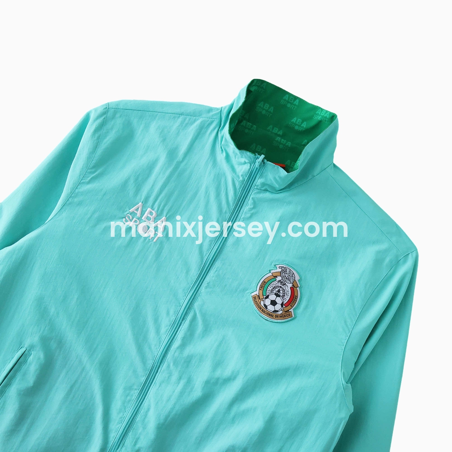 ManixJersey.com | Retro Mexico 1995 Retro Style Double Sided Reversible Windbreaker - Green & Blue -Customize Name, Number and Patch | Worldwide Shipping