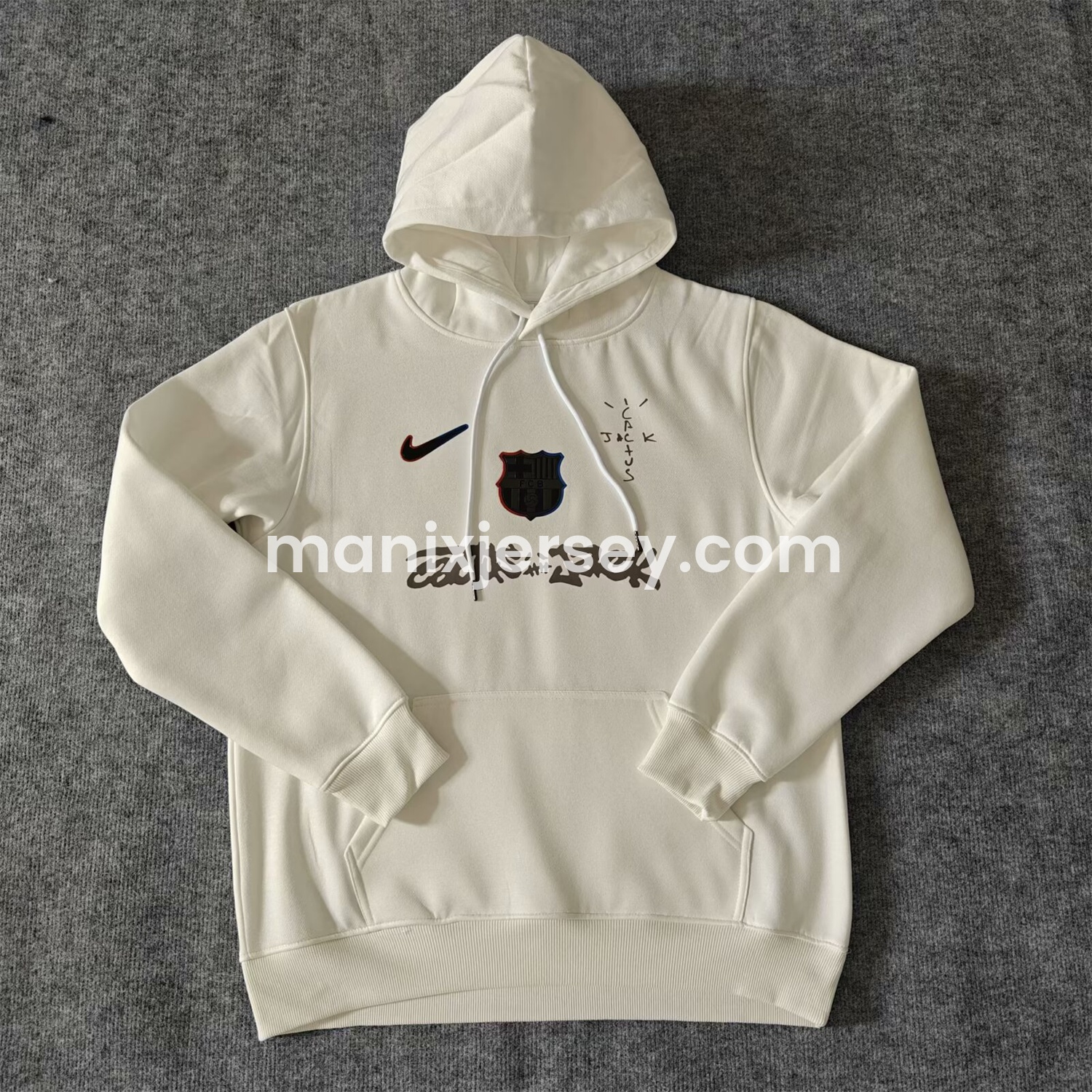 ManixJersey.com | Barcelona x Travis Scott Team Logo Centered Unisex Pullover Hoodie -Customize Name, Number and Patch | Worldwide Shipping