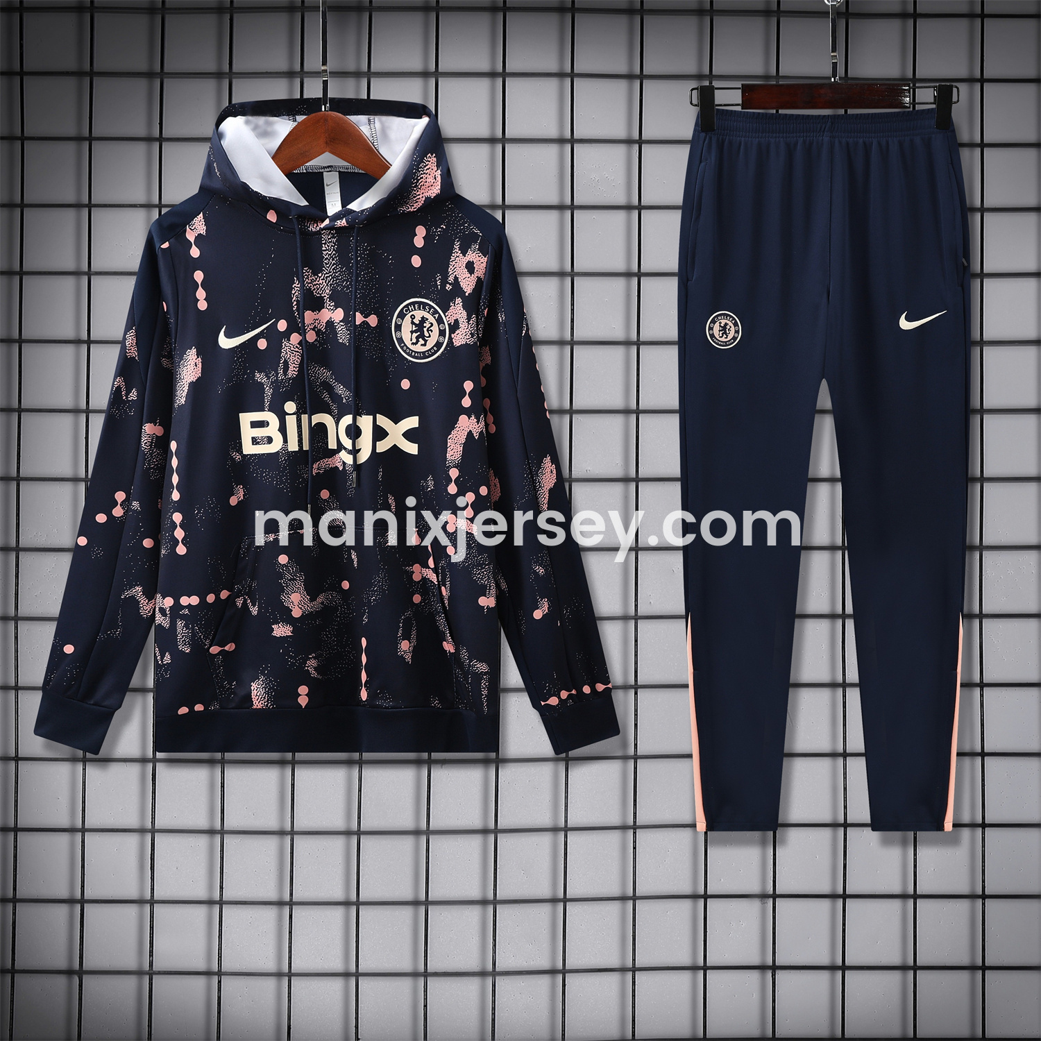 ManixJersey.com | C.H.E.L.S.E.A 25-26 Traning Hoodie Set - Deep Blue With Royal Blue -Customize Name, Number and Patch | Worldwide Shipping