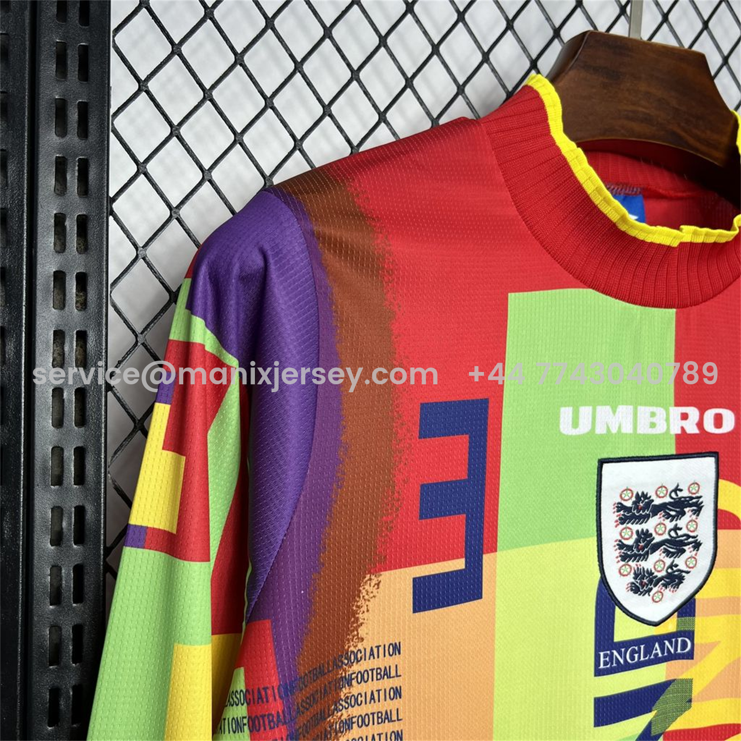 ManixJersey.com | Retro England 1996 Red Goalkeeper Long Sleeve Jersey -Customize Name, Number and Patch | Worldwide Shipping