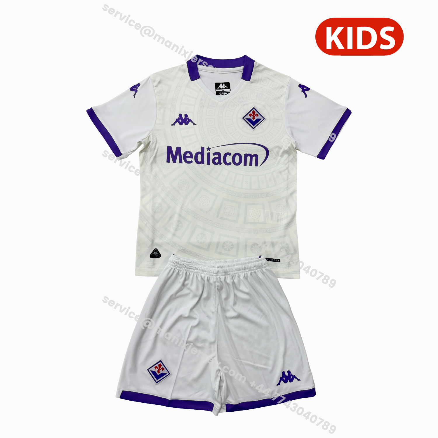 ManixJersey.com | Fiorentina 25-26 Away Kids Kit -Customize Name, Number and Patch | Worldwide Shipping