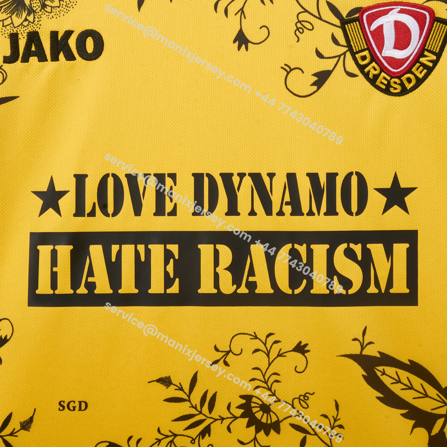 ManixJersey.com | Dynamo Dresden 25-26 HATE RACISM Special Jersey - Fans Version -Customize Name, Number and Patch | Worldwide Shipping