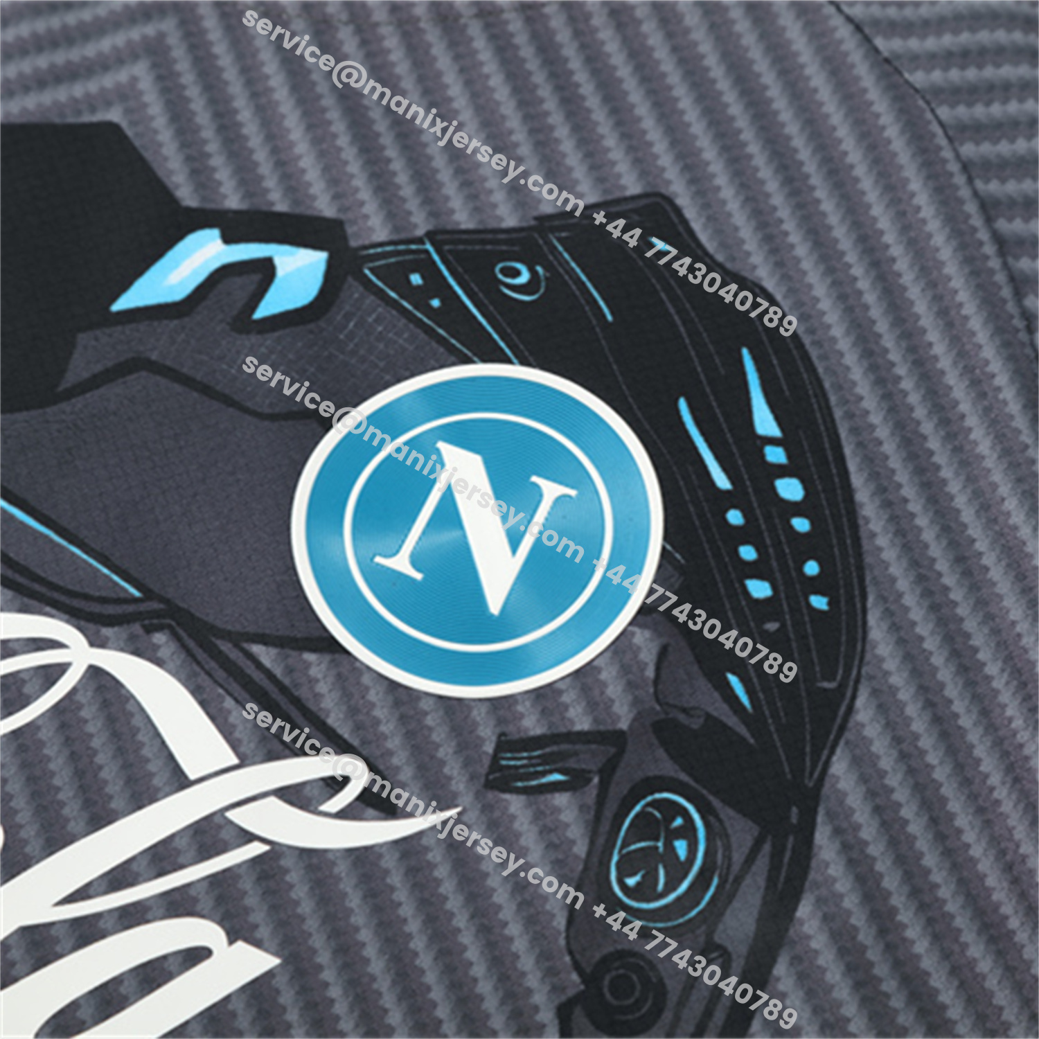 ManixJersey.com | Napoli 25-26 Kids Short-Sleeve Training Set - Gray Mecha Top & Black Shorts -Customize Name, Number and Patch | Worldwide Shipping