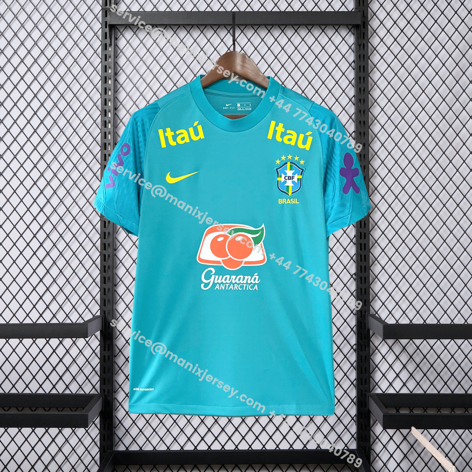 ManixJersey.com | Retro Brazil 2022 Pre-Match Cyan Special Jersey -Customize Name, Number and Patch | Worldwide Shipping