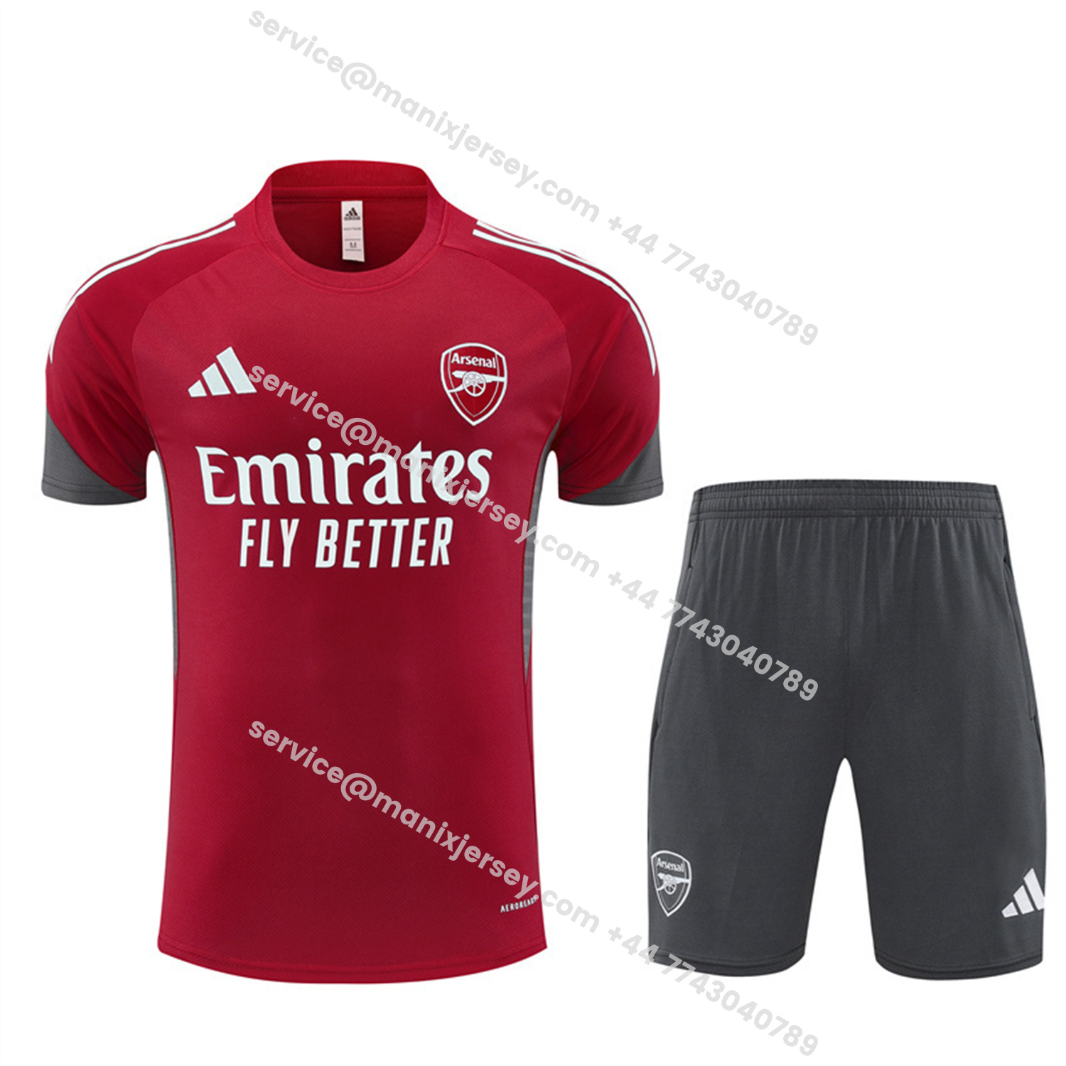 ManixJersey.com | Arsenal 25-26 Kids Short-Sleeve Training Set - Red Top & Green Shorts -Customize Name, Number and Patch | Worldwide Shipping