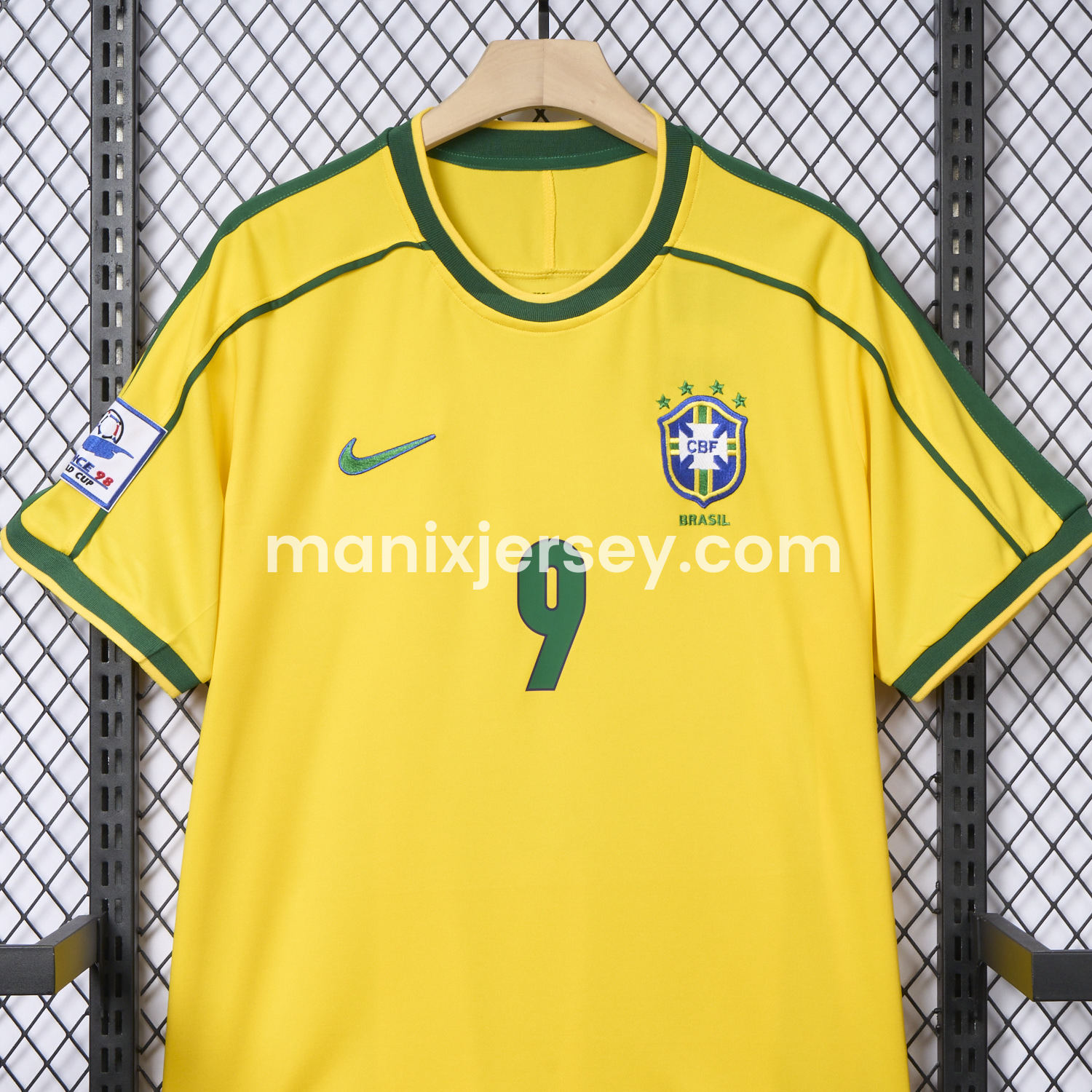 ManixJersey.com | Retro Brazil 1998 Home Jersey -Customize Name, Number and Patch | Worldwide Shipping