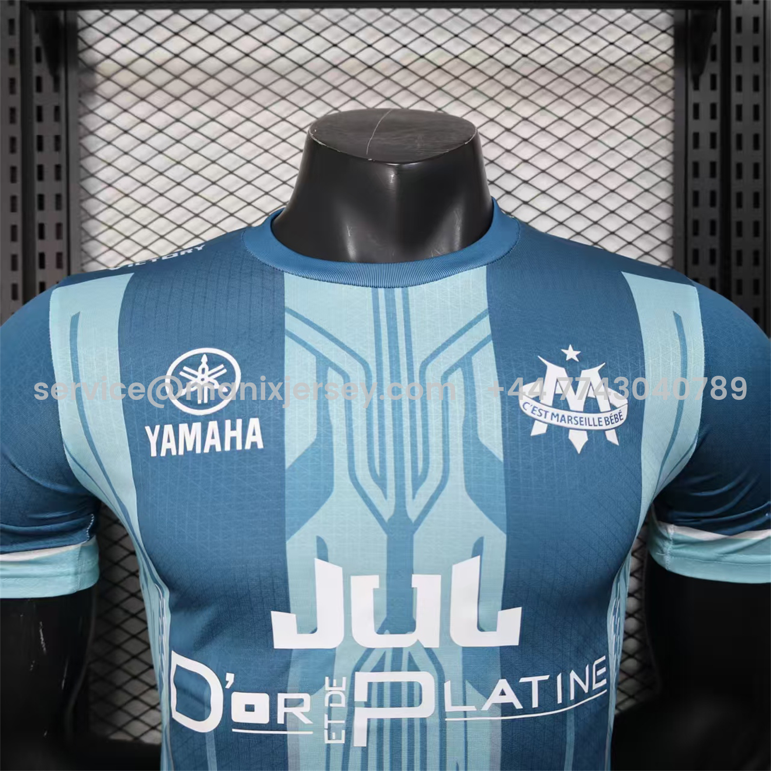 ManixJersey.com | Marseille 25-26 Blue Stripes Special Jersey - Player Version -Customize Name, Number and Patch | Worldwide Shipping