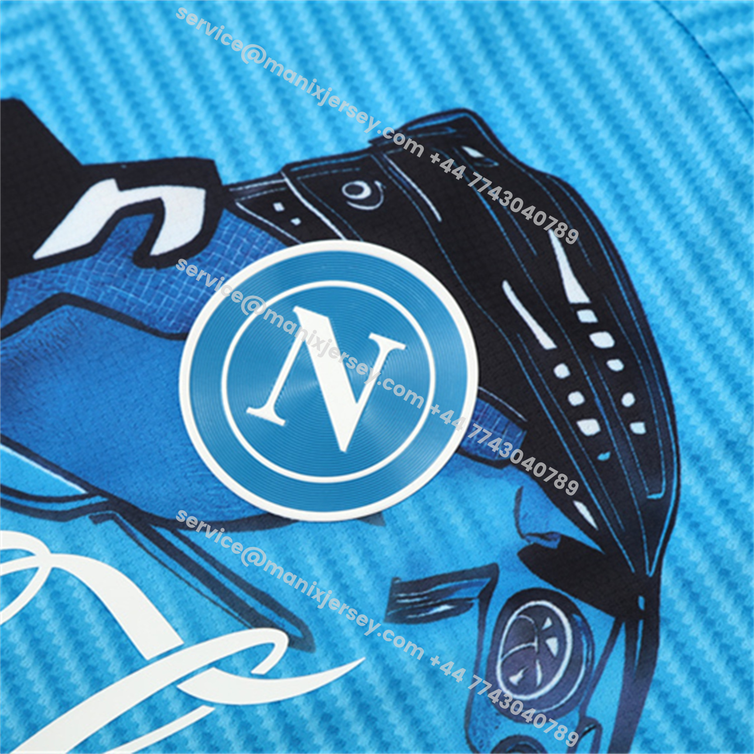 ManixJersey.com | Napoli 25-26 Short-Sleeve Training Set - Blue Mecha Top & Black Shorts -Customize Name, Number and Patch | Worldwide Shipping