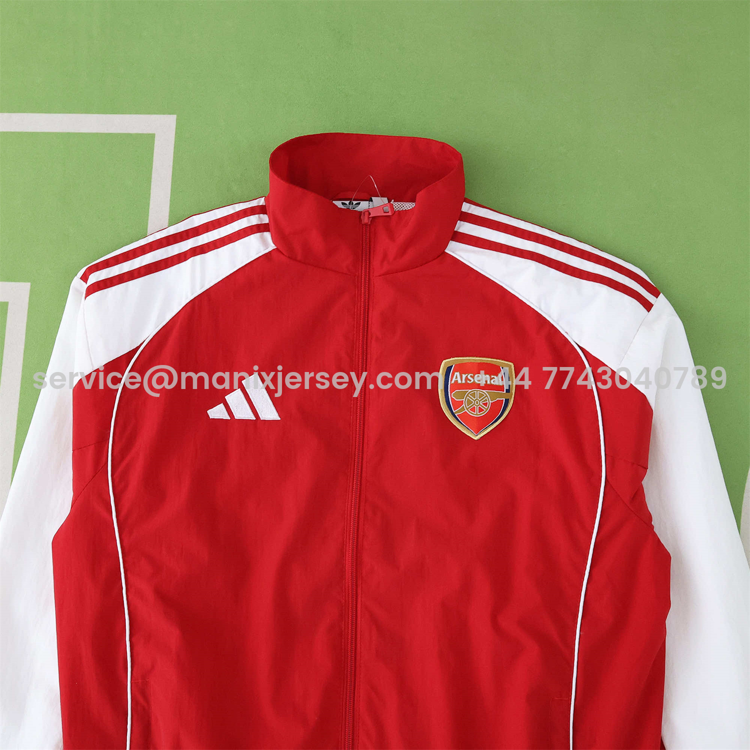 ManixJersey.com | Arsenal 25-26 Throwback Windbreaker Jacket - Red -Customize Name, Number and Patch | Worldwide Shipping