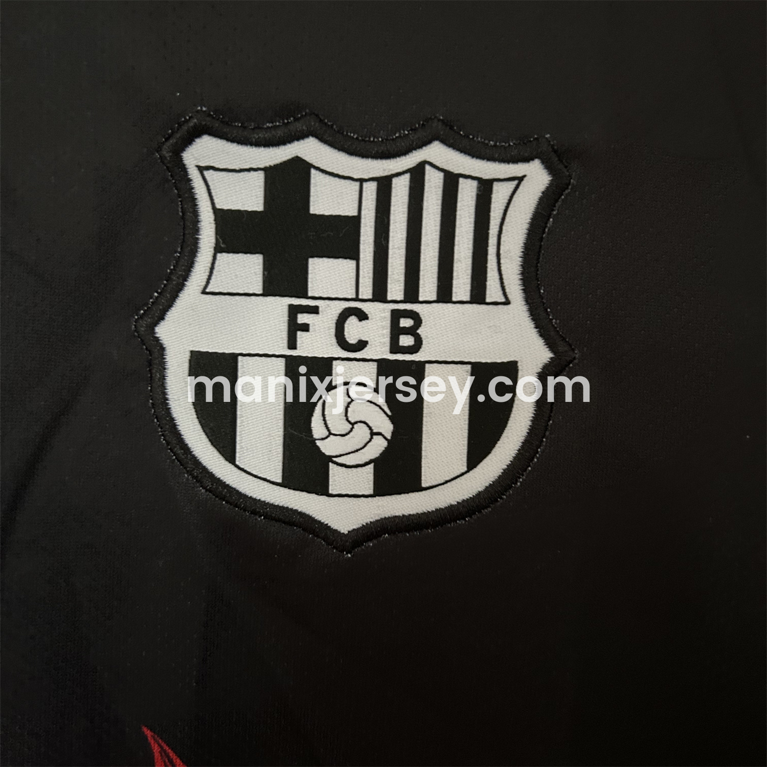 ManixJersey.com | Barcelona 25-26 Red Lion Silhouette Black Jersey - Fans Version -Customize Name, Number and Patch | Worldwide Shipping