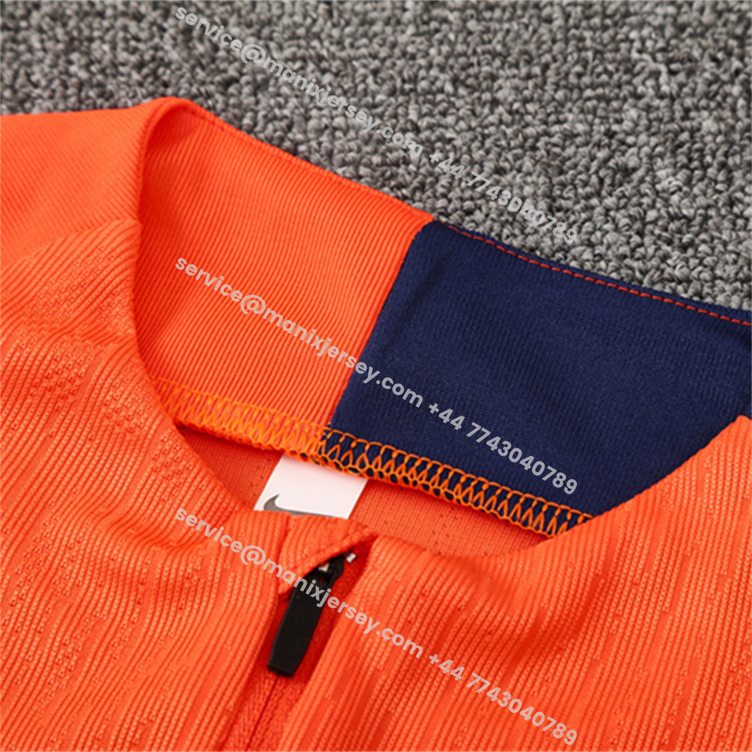 ManixJersey.com | Barcelona 25-26 Kids Long Sleeve Training Set - Orange Top Royal Blue Sponsor & Royal Blue Pants -Customize Name, Number and Patch | Worldwide Shipping