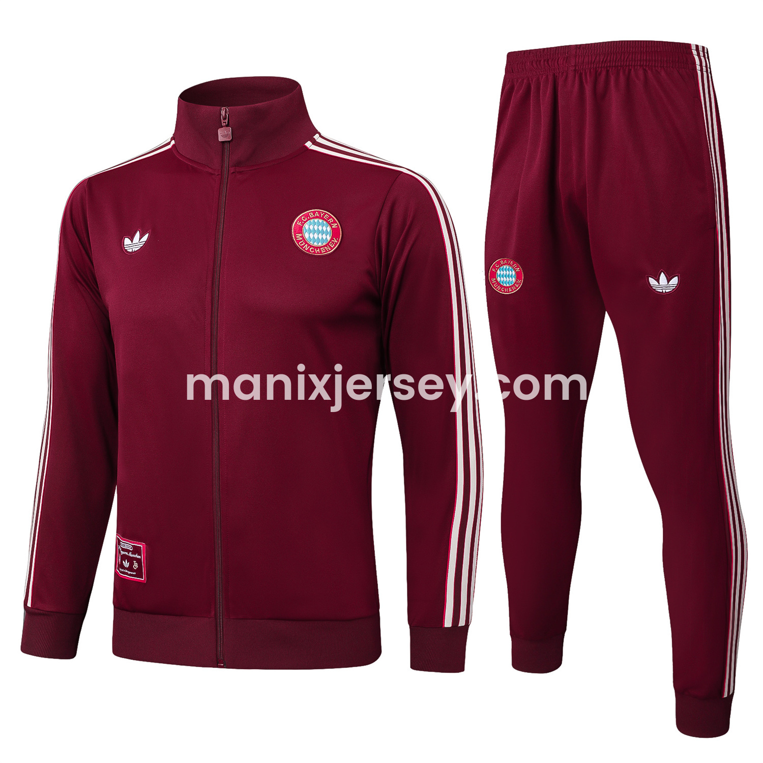 ManixJersey.com | Bayern Munich 25-26 Originals Terrace Icon Jacket Training Tracksuit - Deep Red -Customize Name, Number and Patch | Worldwide Shipping
