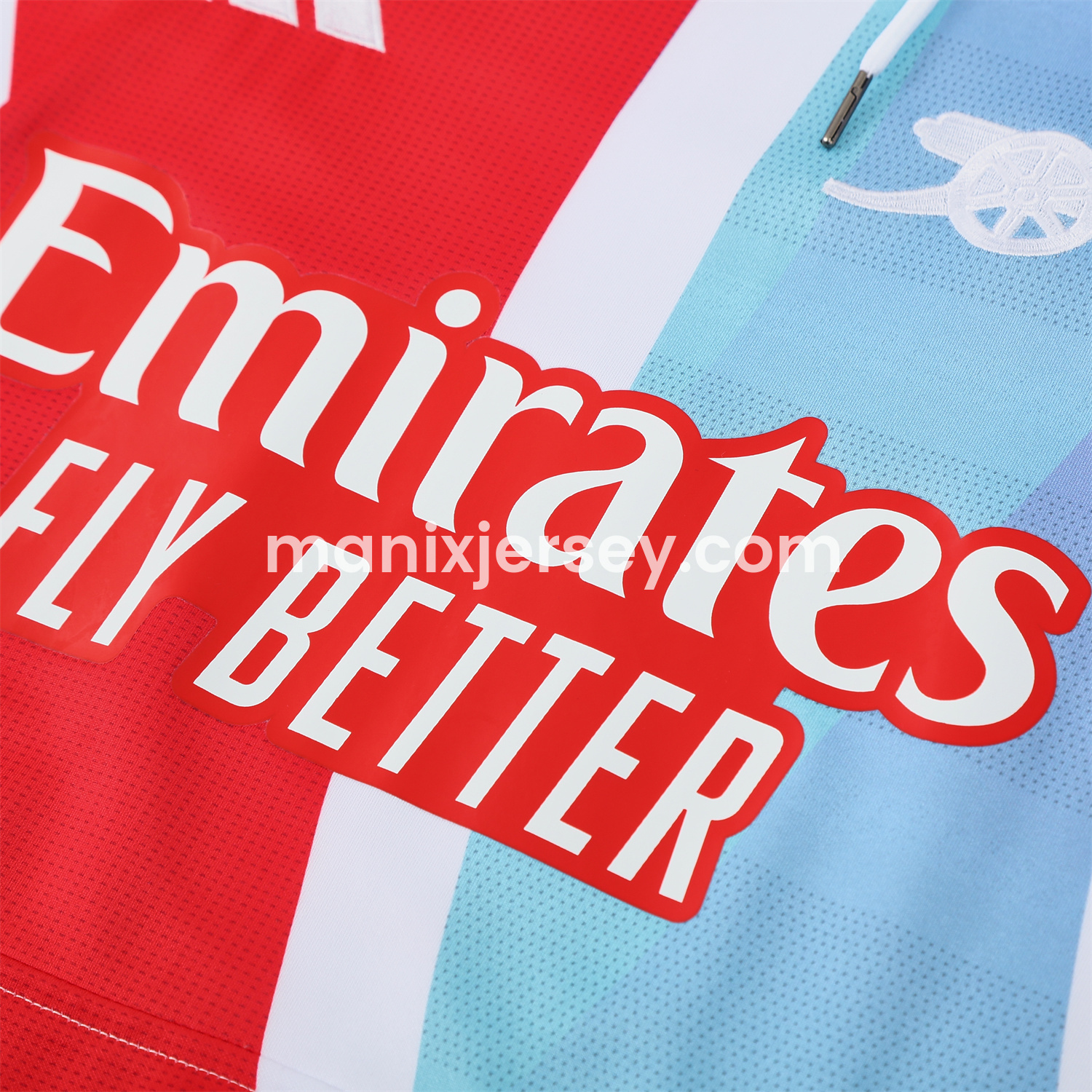 ManixJersey.com | Arsenal 24-25 Pre-Match Training Hoodie Set - White Top and Black Pants -Customize Name, Number and Patch | Worldwide Shipping