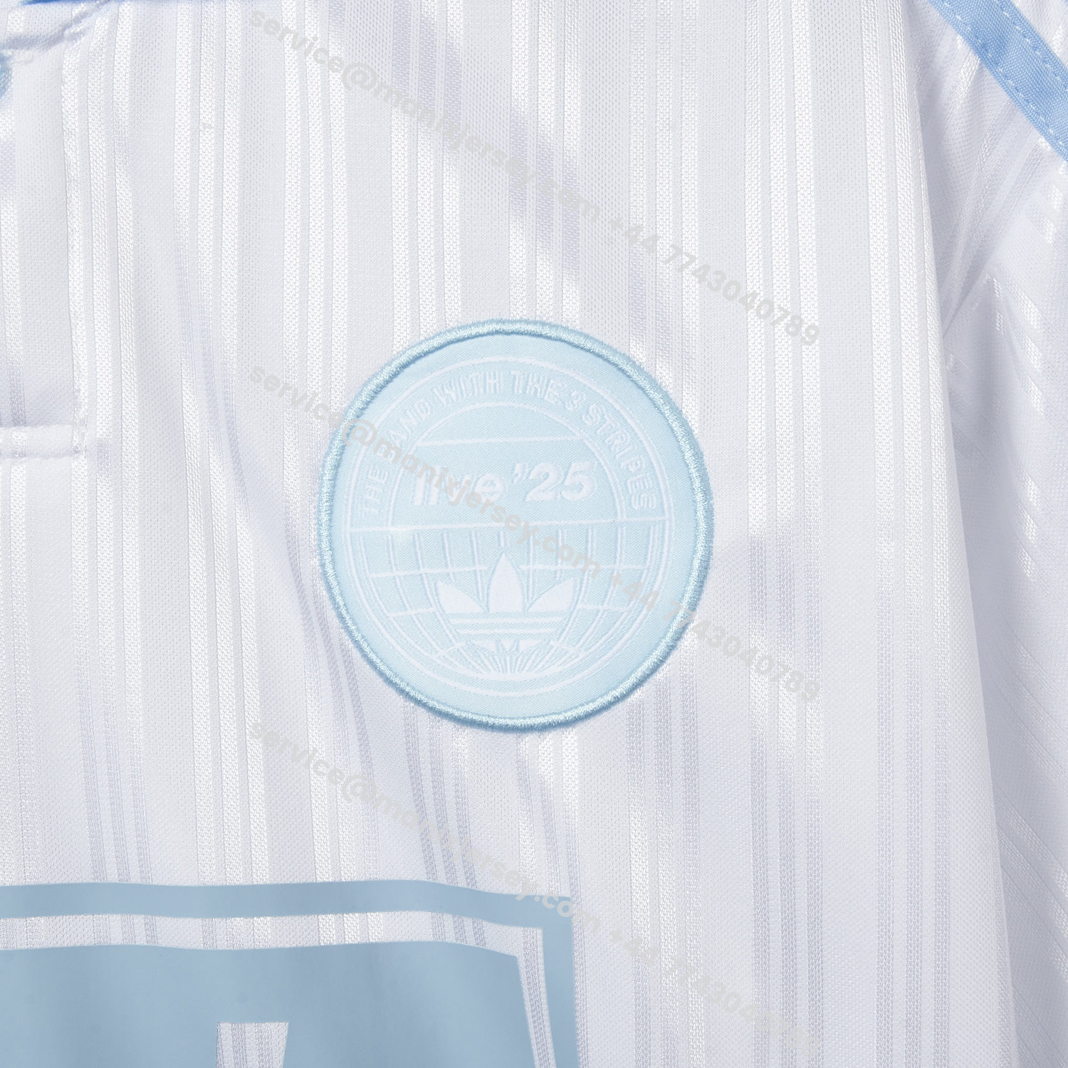 ManixJersey.com | Bohemian 25-26 Oasis Originals Tour White And Sky Blue Jersey With Number 25 - Fans Version -Customize Name, Number and Patch | Worldwide Shipping