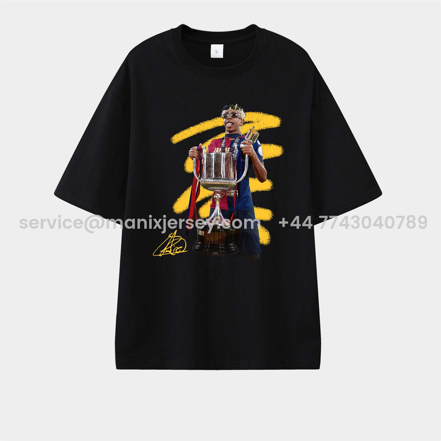 ManixJersey.com | Barcelona Yamal Copa Del Rey Unisex Pure Cotton T-shirt -Customize Name, Number and Patch | Worldwide Shipping