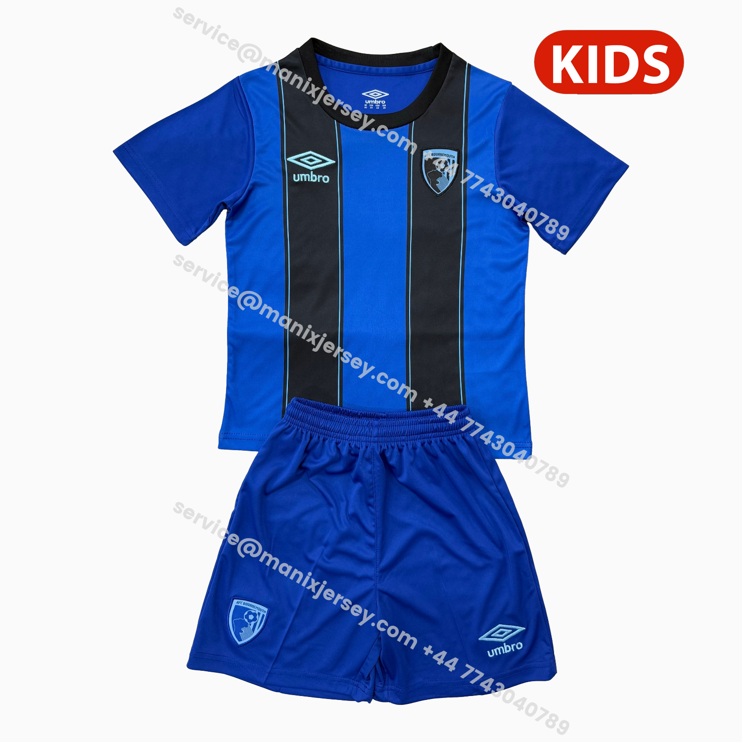 ManixJersey.com | Bournemouth 25-26 Away Kids Kit -Customize Name, Number and Patch | Worldwide Shipping