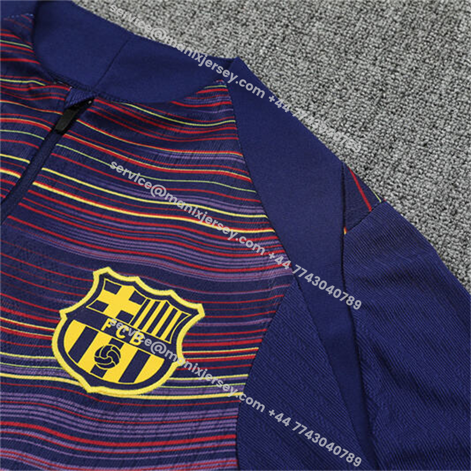 ManixJersey.com | Barcelona 25-26 Long Sleeve Training Set - Purple Camouflage Top & Blue Pants -Customize Name, Number and Patch | Worldwide Shipping