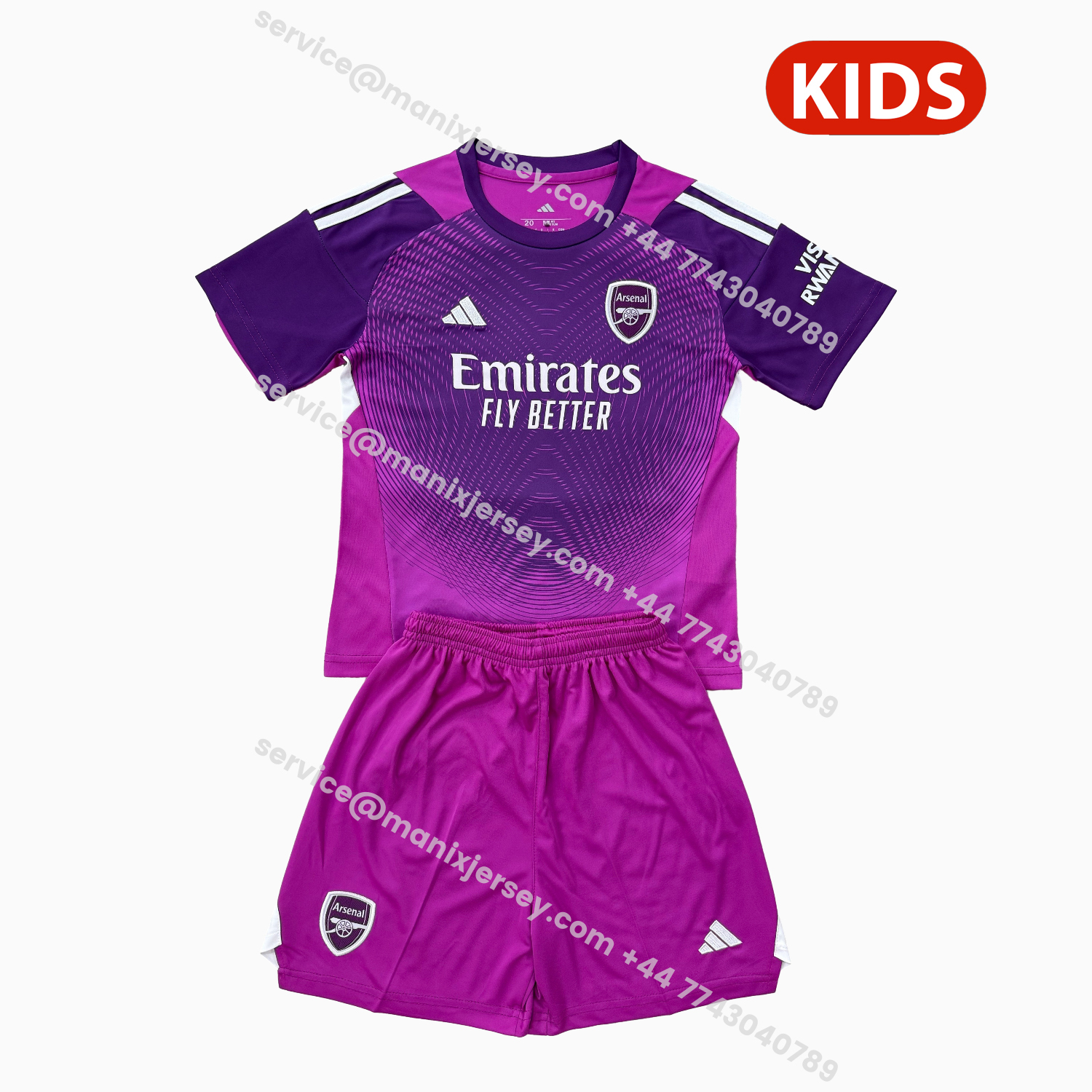 ManixJersey.com | Arsenal 25-26 Purple Goalkeeper Kids Kit -Customize Name, Number and Patch | Worldwide Shipping