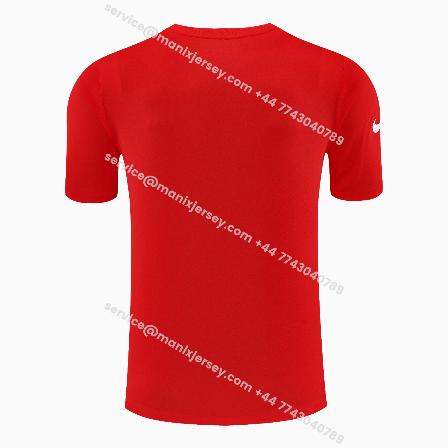 ManixJersey.com | Atletico Madrid Short-Sleeve Training Set - Red White Top & Blue Shorts -Customize Name, Number and Patch | Worldwide Shipping