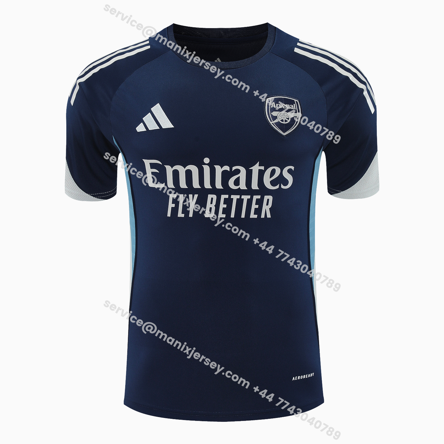 ManixJersey.com | Arsenal 25-26 Short-Sleeve Training Set - Deep Blue Top & Shorts -Customize Name, Number and Patch | Worldwide Shipping