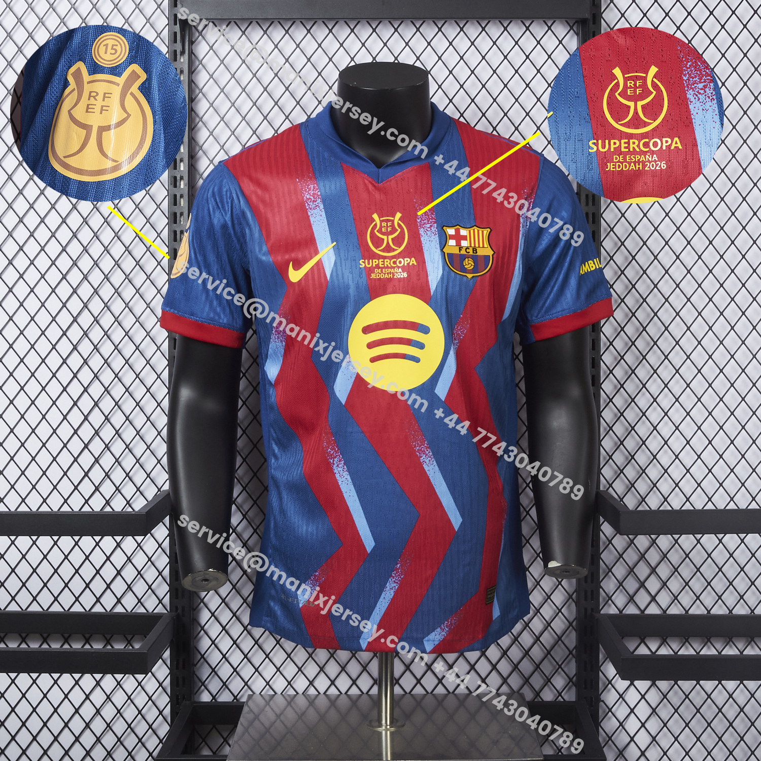 ManixJersey.com | Barcelona 25-26 Supercopa De España Fourth Jersey - Player Version -Customize Name, Number and Patch | Worldwide Shipping