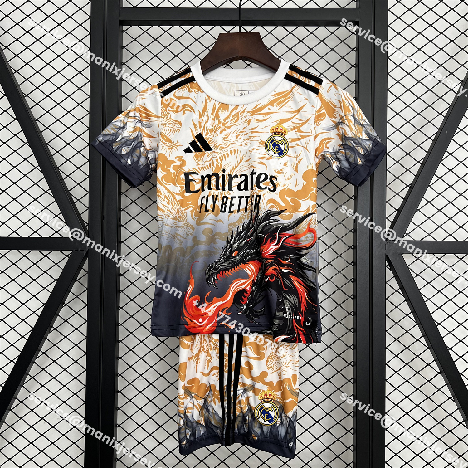 ManixJersey.com | Real Madrid 25-26 Orange And Black Dragon Special Kids Kit -Customize Name, Number and Patch | Worldwide Shipping