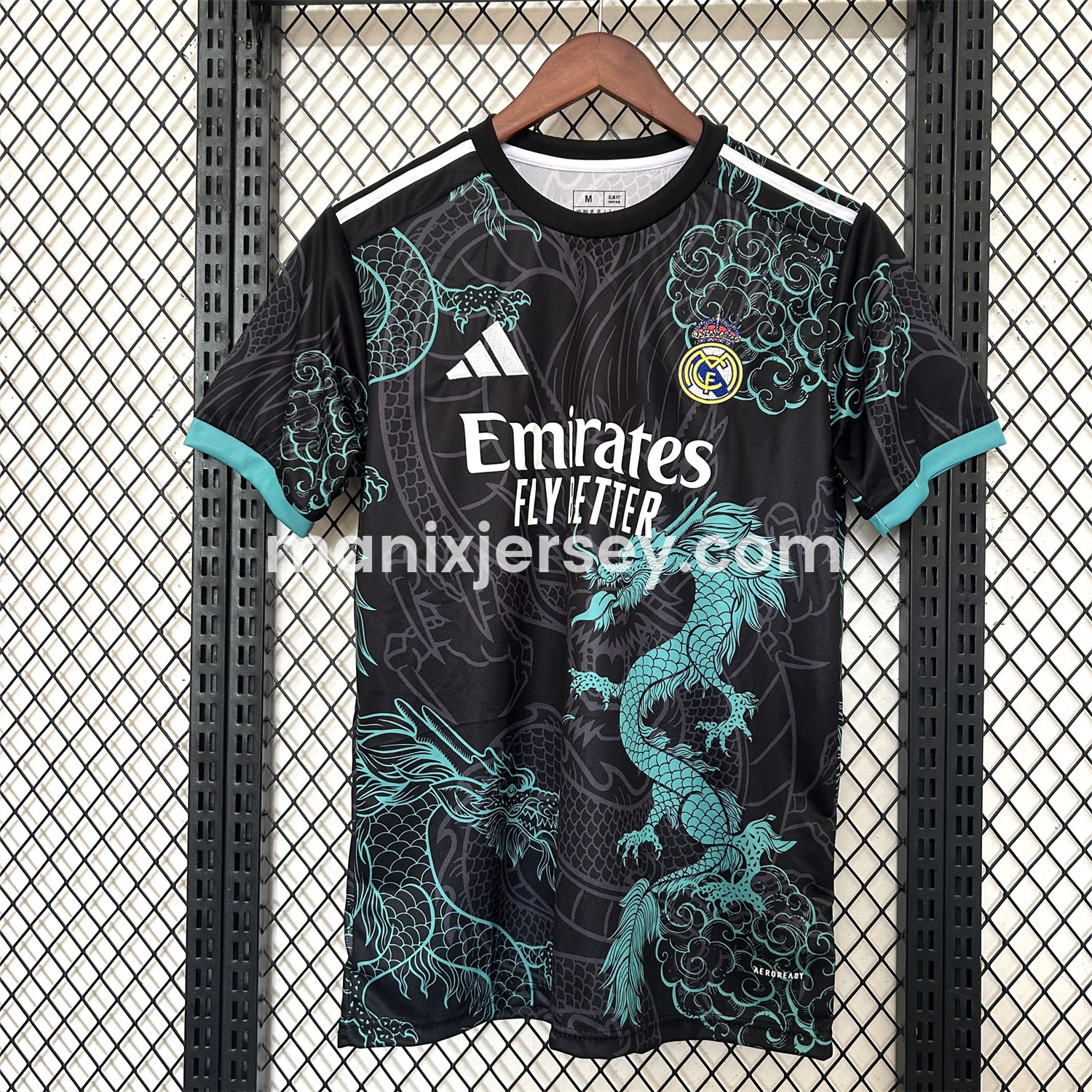 ManixJersey.com | Real Madrid 25-26 Blue Dragon Black Jersey - Fans Version -Customize Name, Number and Patch | Worldwide Shipping