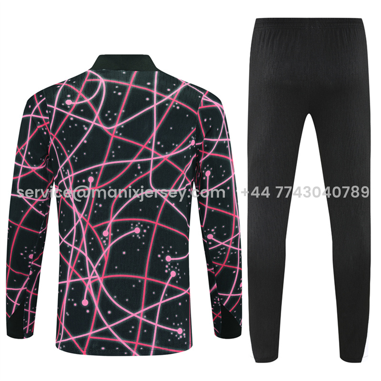 ManixJersey.com | Paris Saint-Germain PSG 25-26 Kids Long Sleeve Training Set - JD Black Pink Top and Black Pants -Customize Name, Number and Patch | Worldwide Shipping