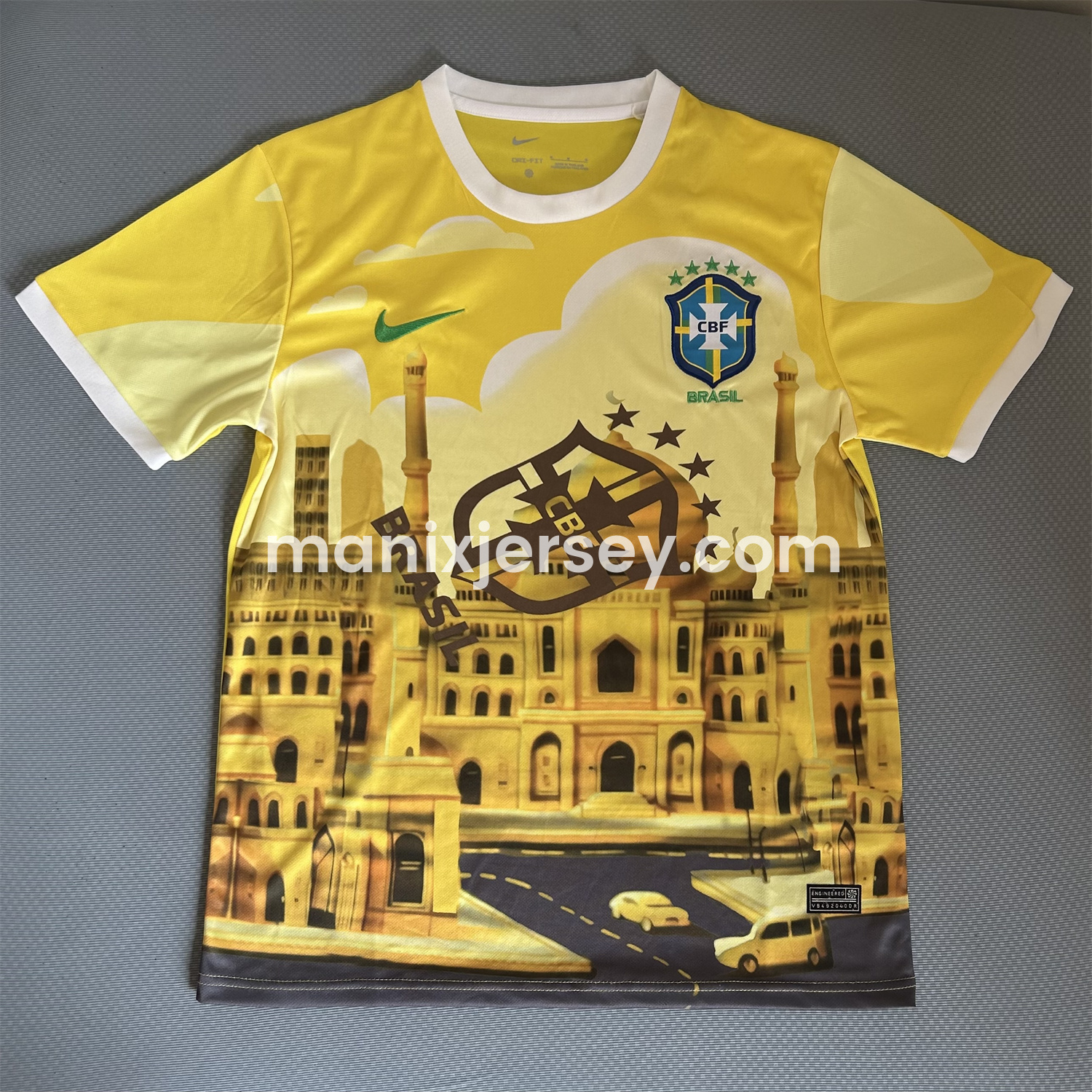 ManixJersey.com | Brazil 2025-26 Church Silhouette Yellow Jersey - Fans Version -Customize Name, Number and Patch | Worldwide Shipping