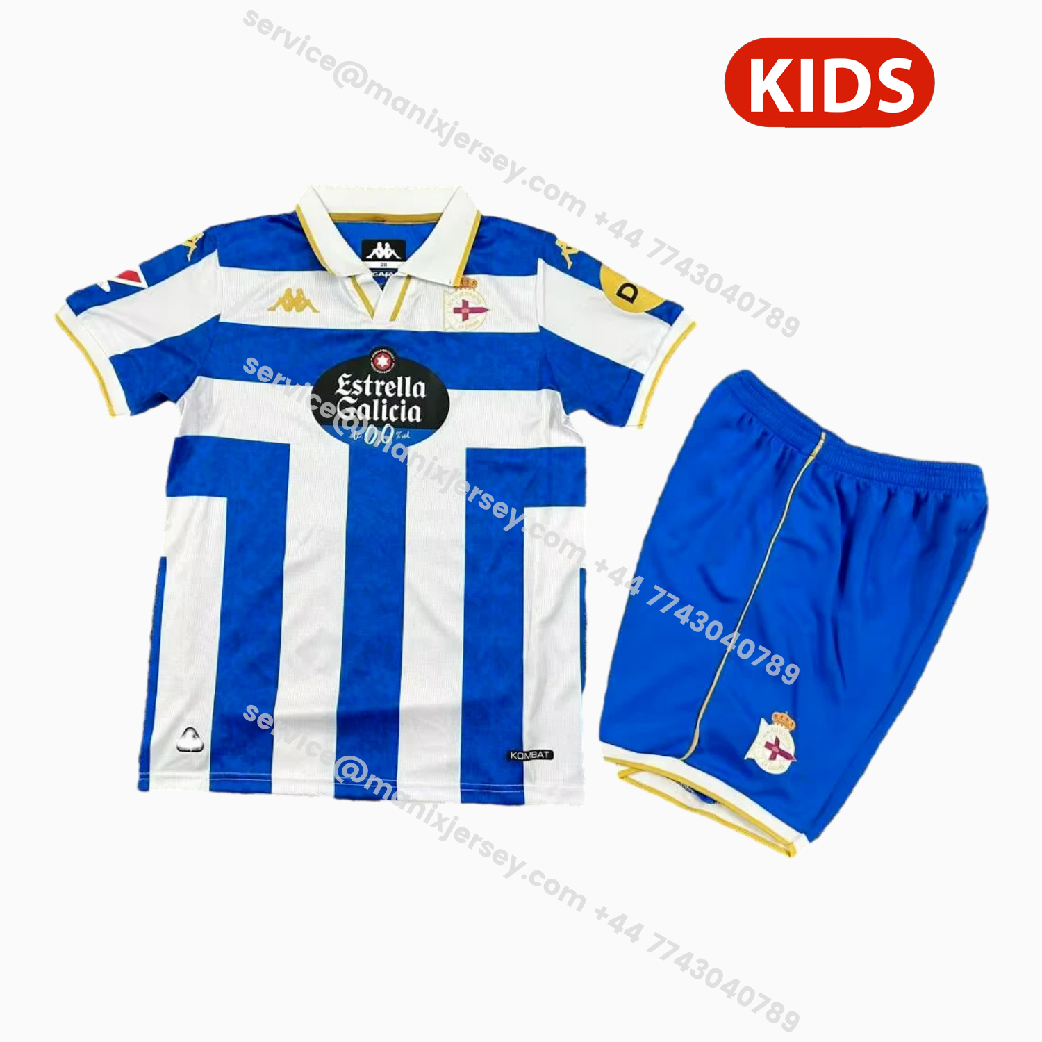 ManixJersey.com | Deportivo de La Coruña 25-26 Home Kids Kit -Customize Name, Number and Patch | Worldwide Shipping