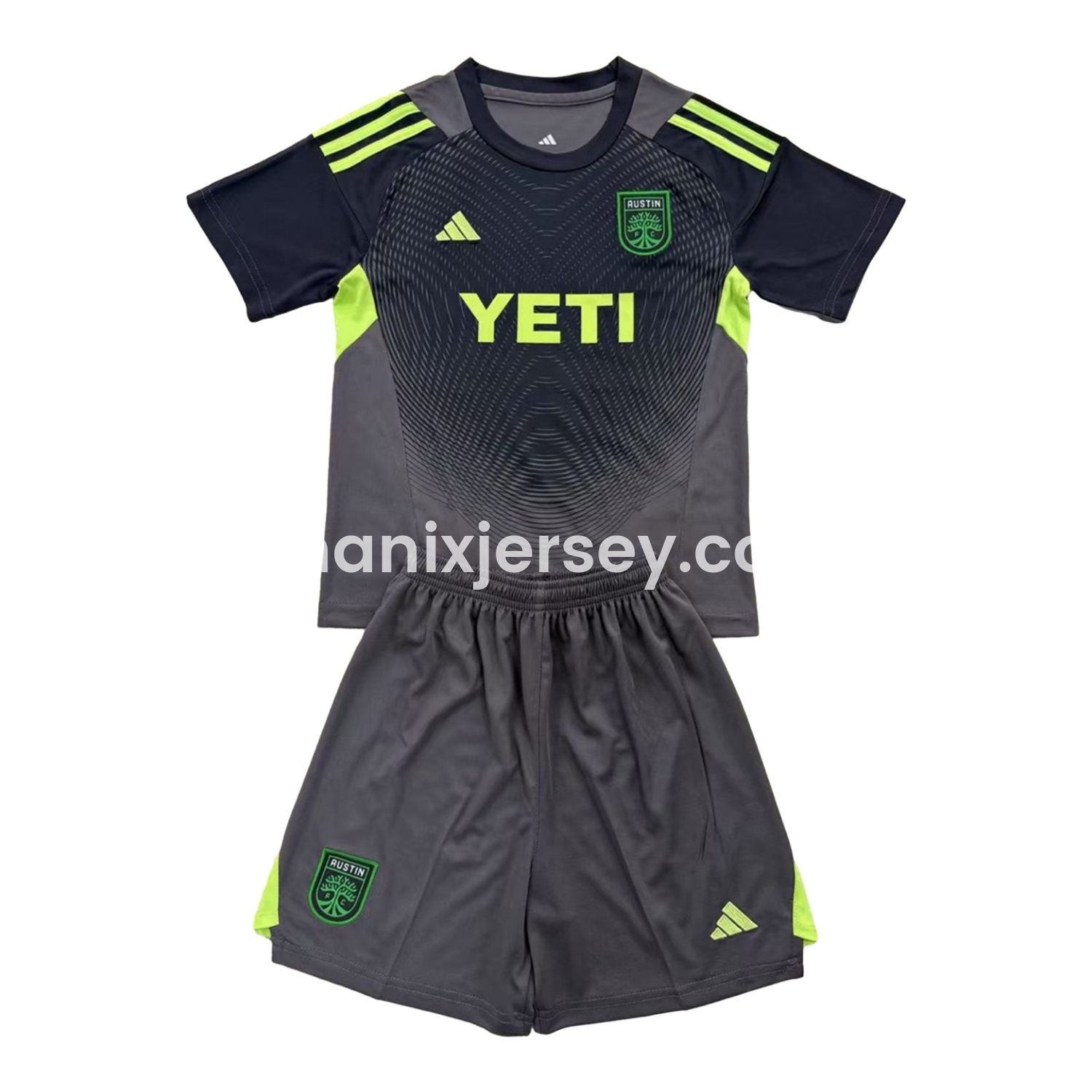 ManixJersey.com | Austin 25-26 Grey Black Goalkeeper Kids Kit -Customize Name, Number and Patch | Worldwide Shipping