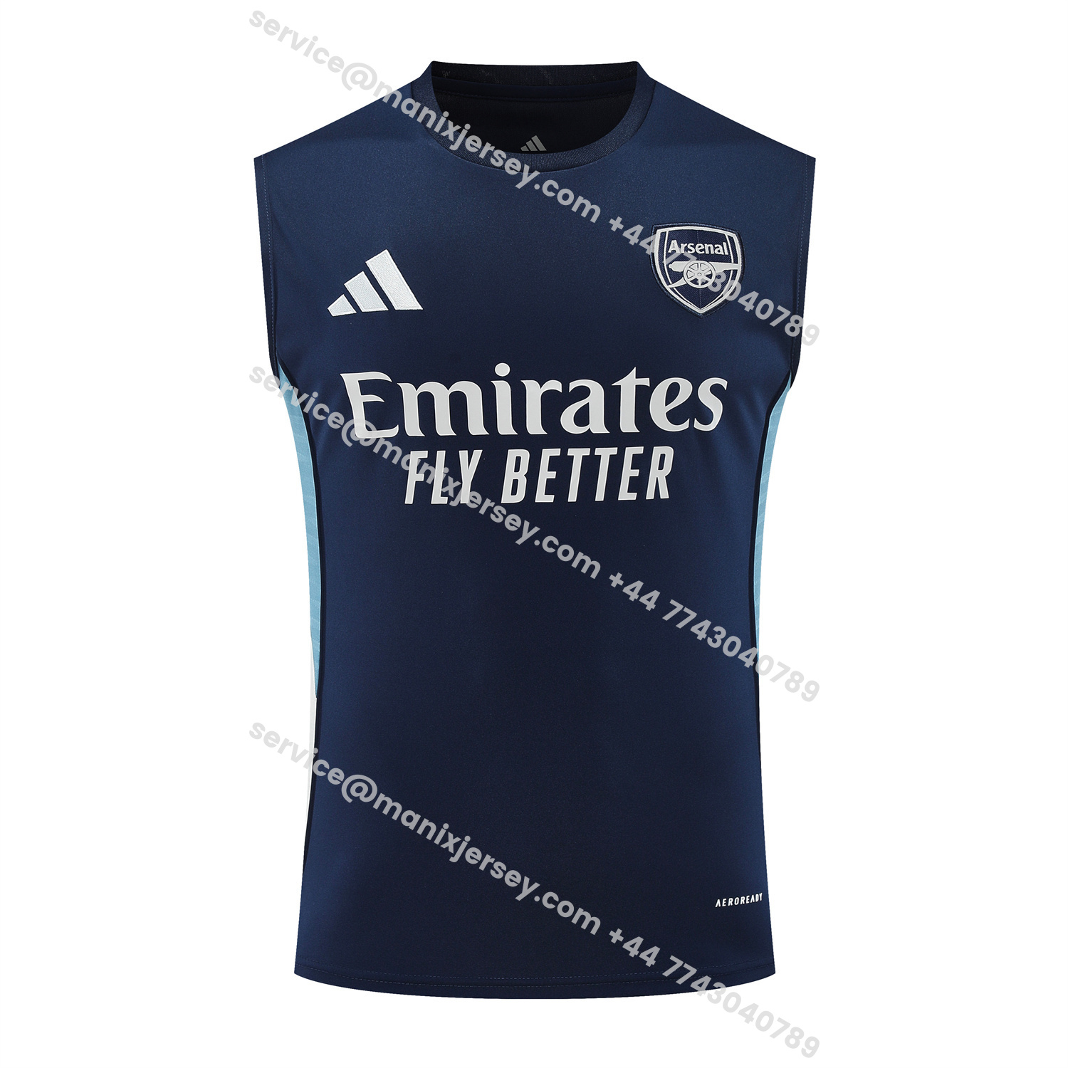 ManixJersey.com | Arsenal 25-26 Vest Training Set - Deep Blue Vest and Shorts -Customize Name, Number and Patch | Worldwide Shipping