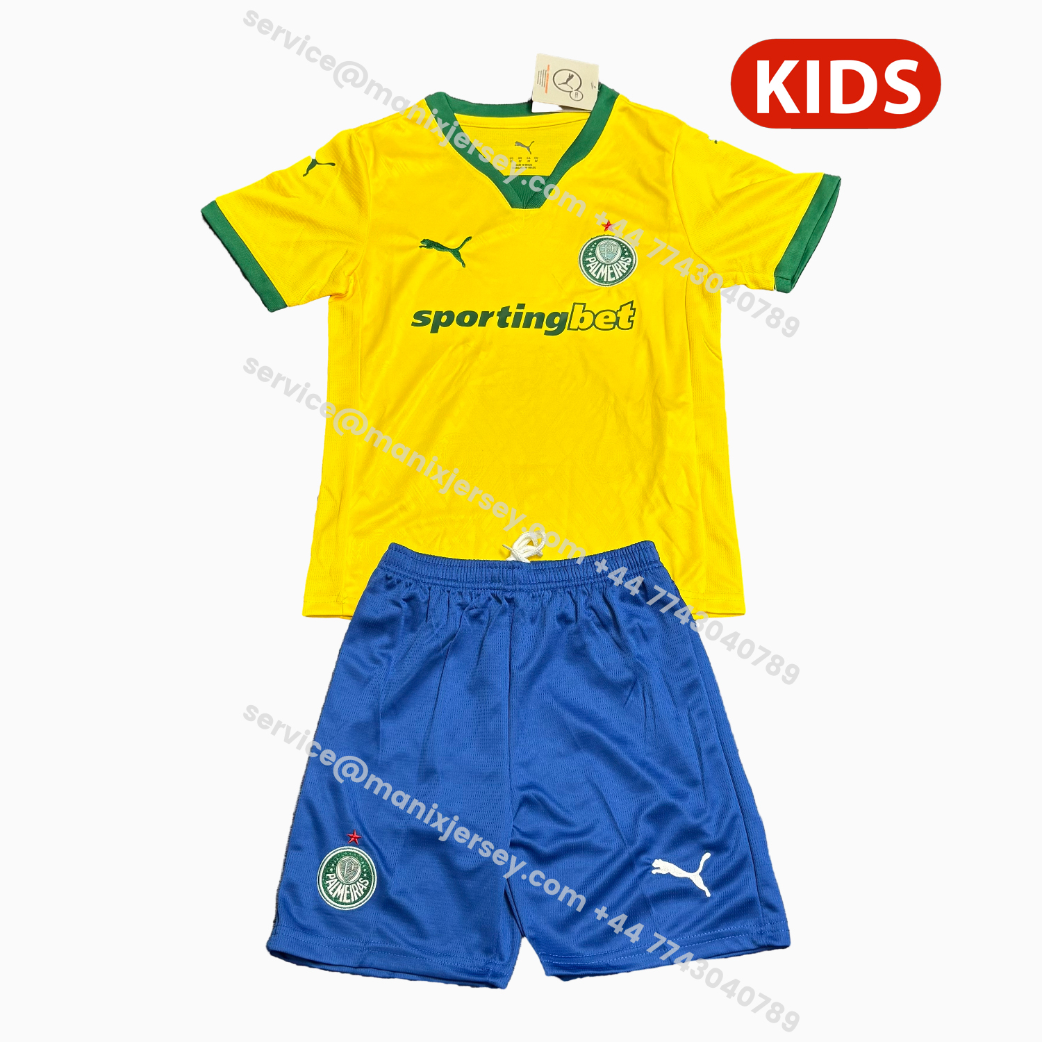 ManixJersey.com | Palmeiras 25-26 Third Yellow Kids Kit -Customize Name, Number and Patch | Worldwide Shipping