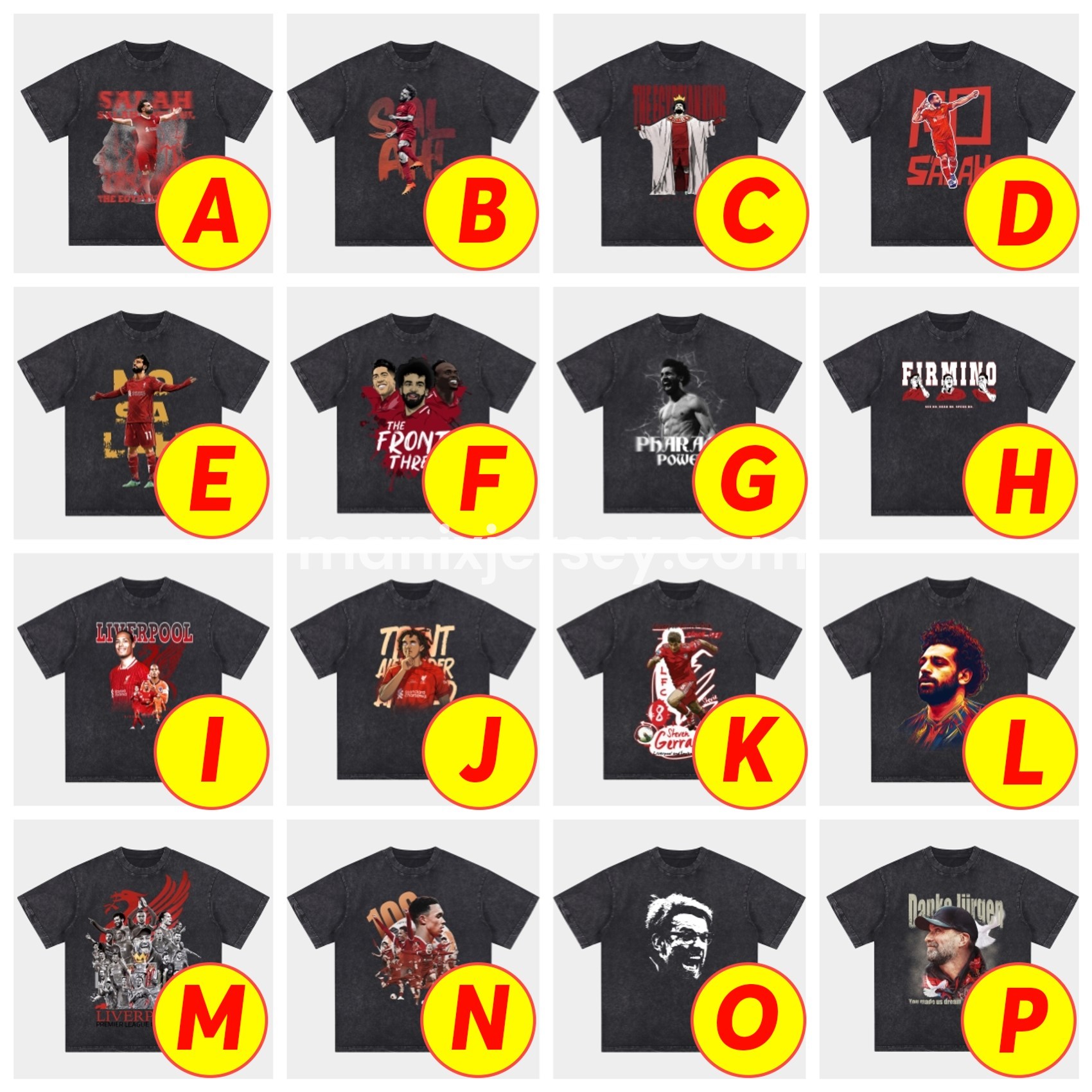 ManixJersey.com | Salah Liverpool Klopp Arnold Oversized Washed T-Shirt -Customize Name, Number and Patch | Worldwide Shipping