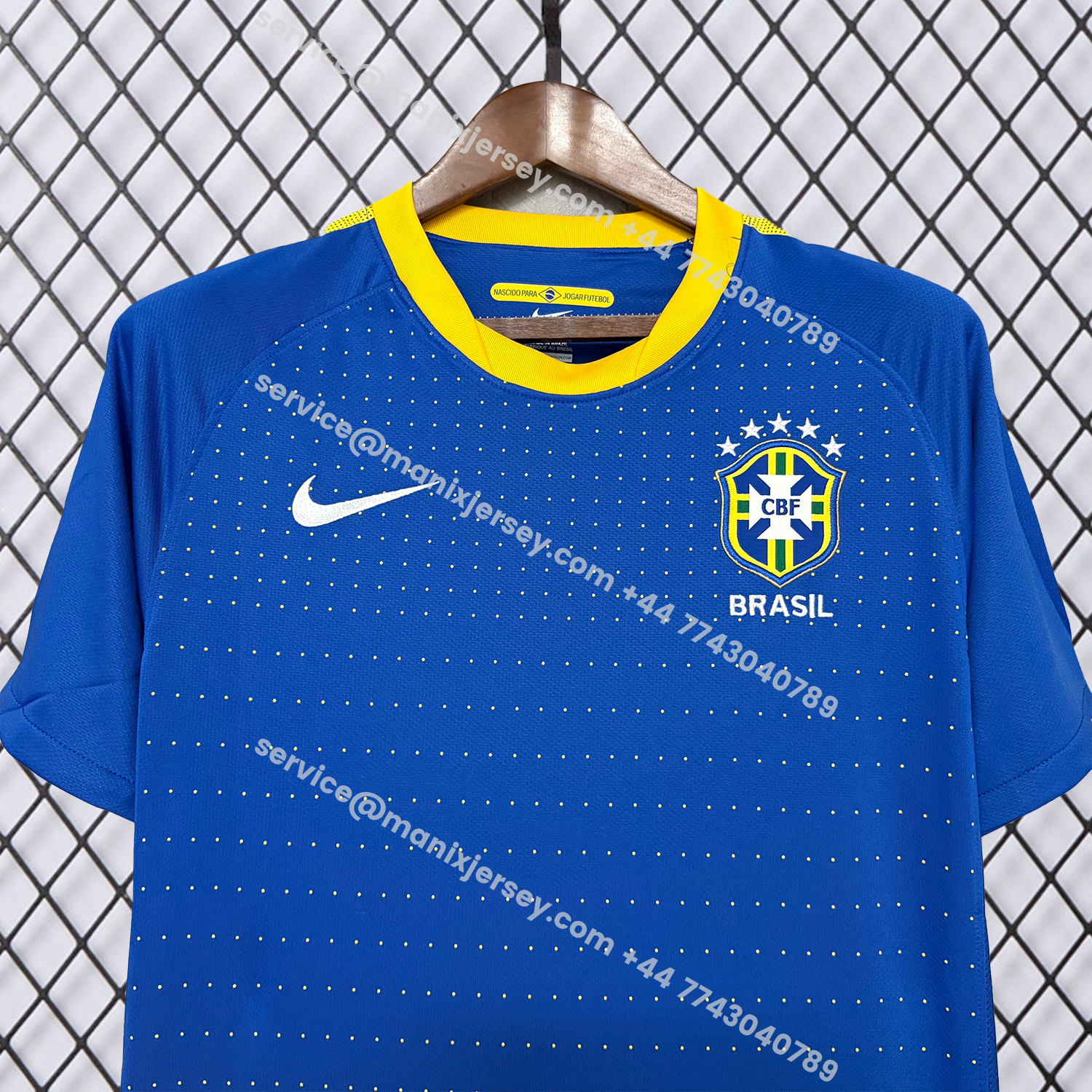 ManixJersey.com | Retro Brazil 2010 Away Blue Jersey -Customize Name, Number and Patch | Worldwide Shipping