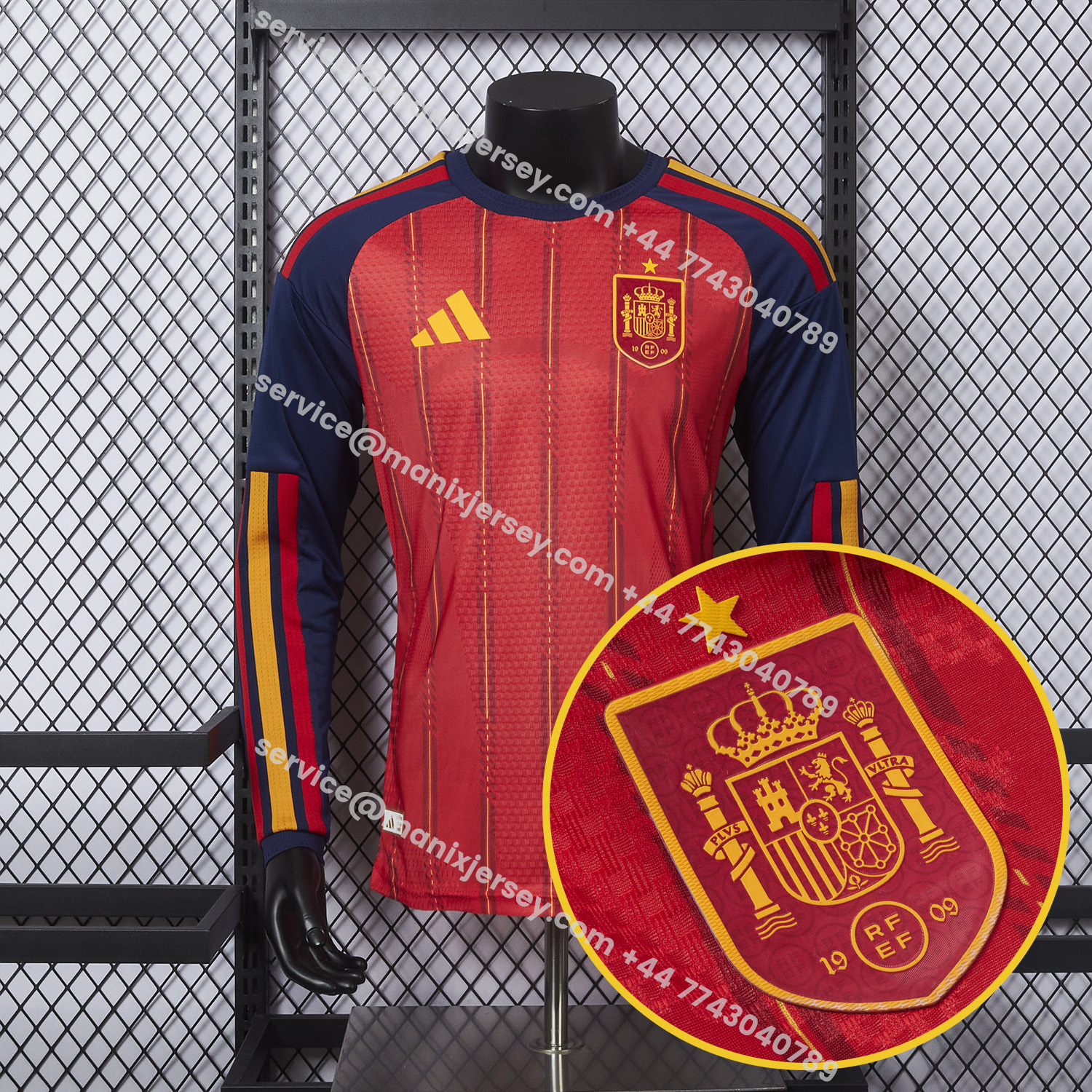 ManixJersey.com | Spain 2026 Home Long Sleeves Jersey - Player Version -Customize Name, Number and Patch | Worldwide Shipping